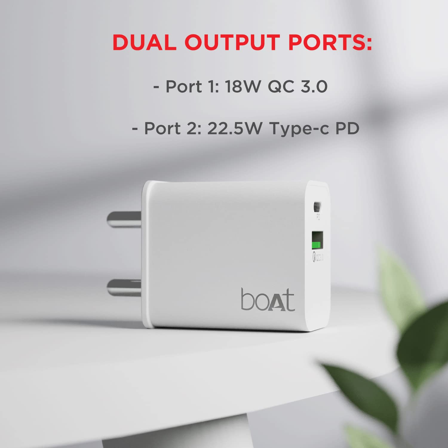 Boat WCDV 22.5W Dual Port Fast Charger, Overheat/Overcharge Protection, Auto Detection for Samsung, Xiaomi & Android Users with Type C to Type C Cable (White) - Image 5
