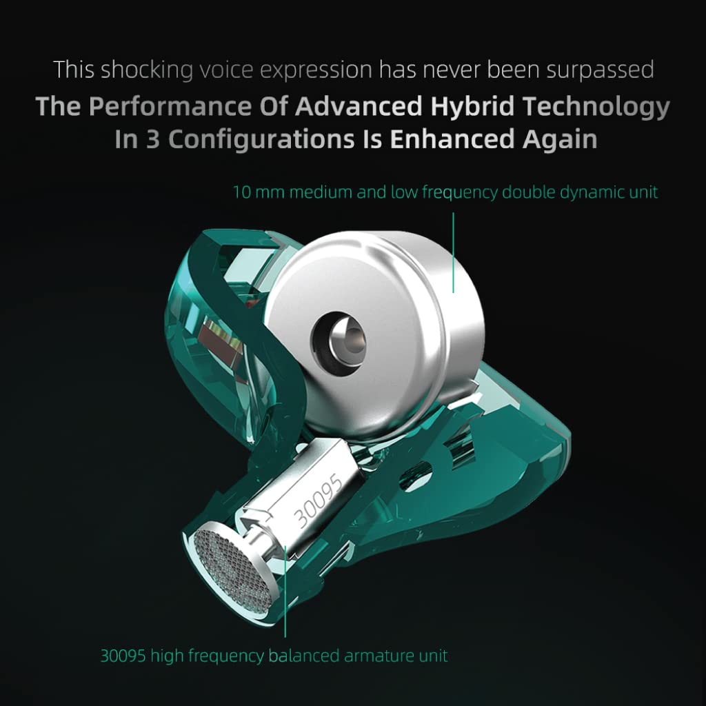 Concept Kart Kz Zst X Wired Iem Earphone With Mic, Hybrid Balance Armature With Dynamic (1Ba+1Dd) In-Ear Monitor Earbuds/Headphones With Detachable Cable For Musician Audiophile (Zstx With Mic, Cyan) - Image 8