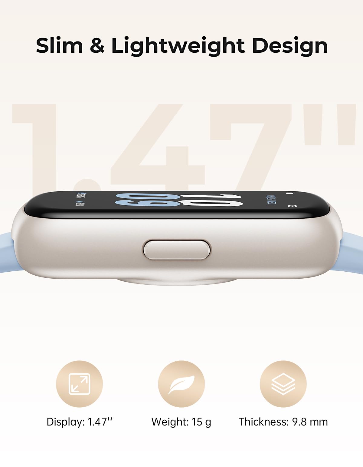 BOALZETD Fitness Tracker with 24/7 Heart Rate Monitor, Sleep Tracker - 3 ATM Waterproof Fitness Watch Calorie Step Counter Smart Watch Includes 3 Sport Bands for Android iOS Women Men, Starlight/Blue - Image 3