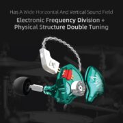 Concept Kart Kz Zst X Wired Iem Earphone With Mic, Hybrid Balance Armature With Dynamic (1Ba+1Dd) In-Ear Monitor Earbuds/Headphones With Detachable Cable For Musician Audiophile (Zstx With Mic, Cyan)