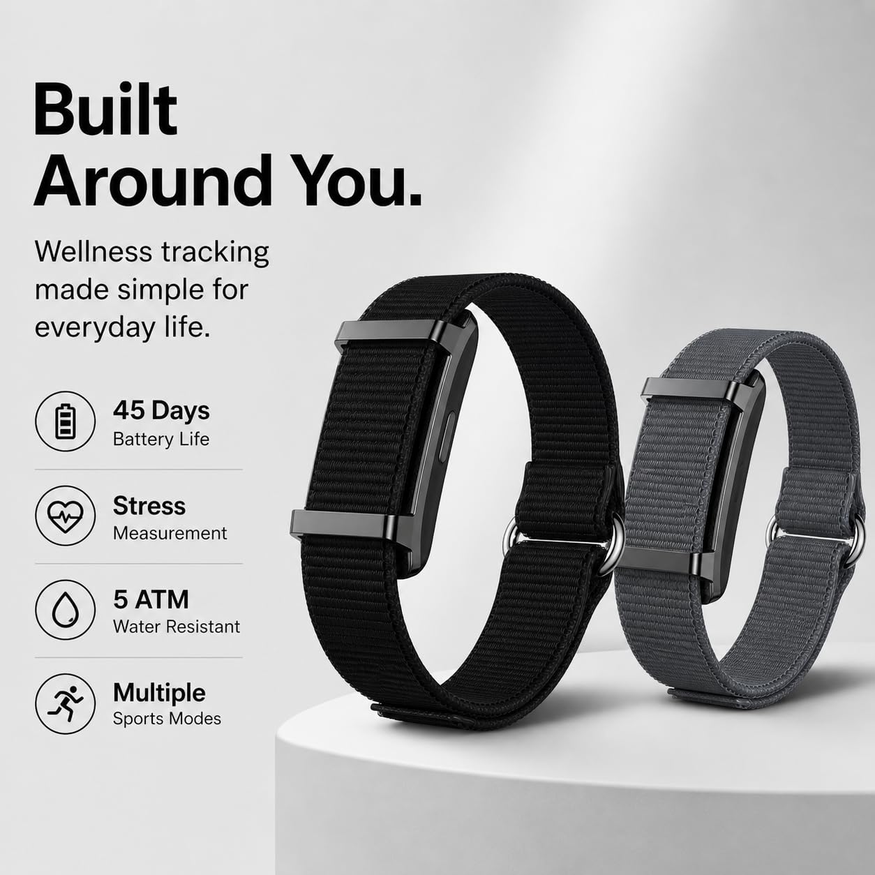 AILKIN Corvex Fitness Band - Premium Fitness Tracker Band | 45 Days Battery Life, Heart Rate, SpO2, HRV | Water Resistant | Tracker with Map - 24/7 Sports Activity and Sleep Tracker (Obsidian Black) - Image 7