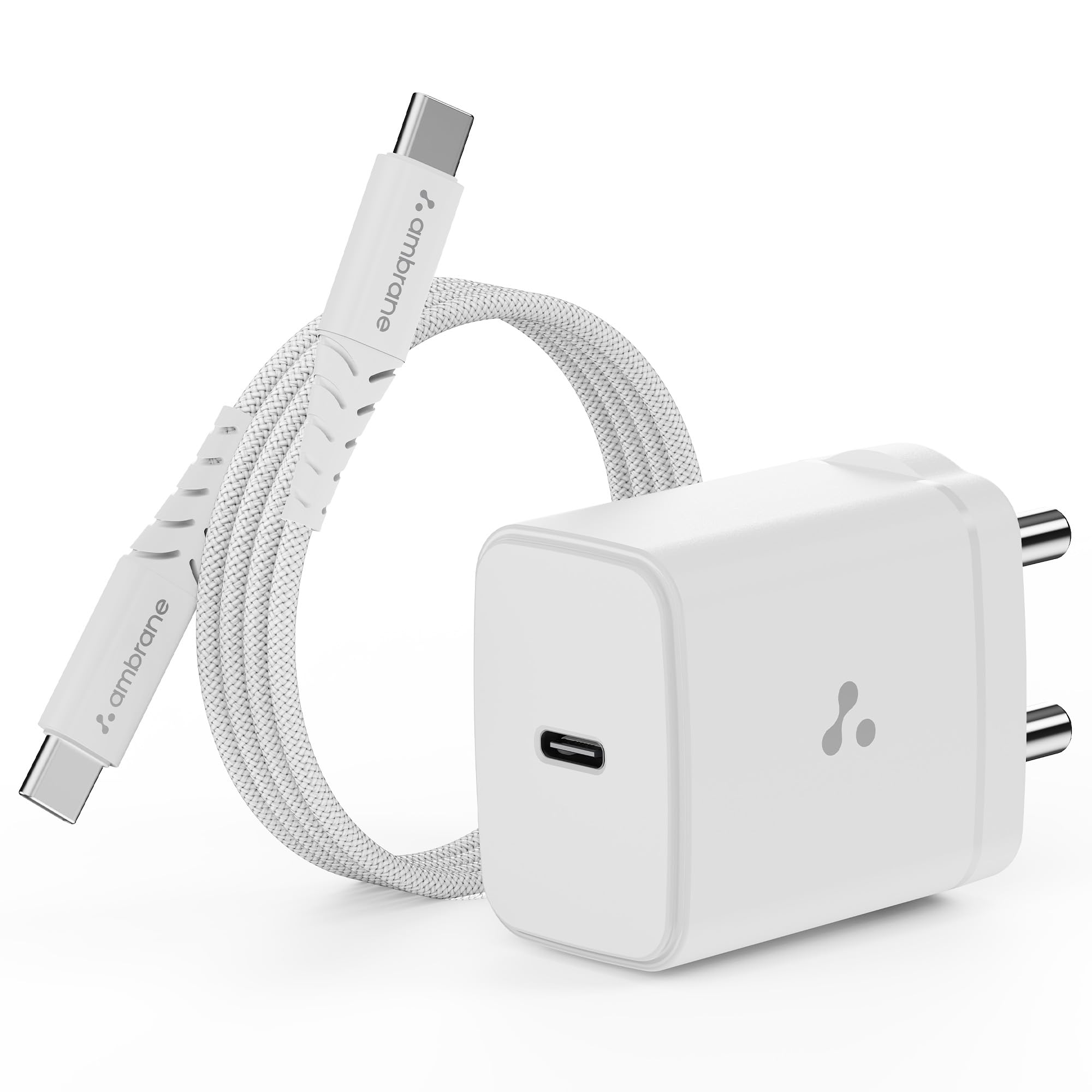 Ambrane 25W GaN Mobile Charger Adapter with Charging Cable | Fast Charging for Samsung Smartphones, iPhone 15/14/13/12/11/X & Pro Series & Other Type-C Devices (Charge 25, White) - Image 2