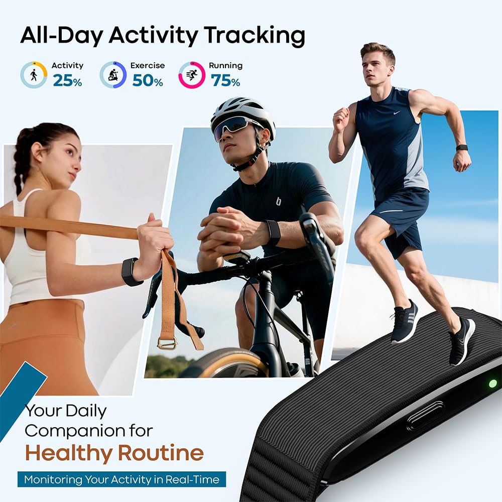 Maxelon Maxfit 2.0 Fitness Smart Band with Upto 47 Days Battery | 176+ Sports Modes | 24/7 Heart Rate, Stress,HRV Monitor | Supports 41 Languages | Screenless & Sleek | iOS/Android Support (Black) - Image 4