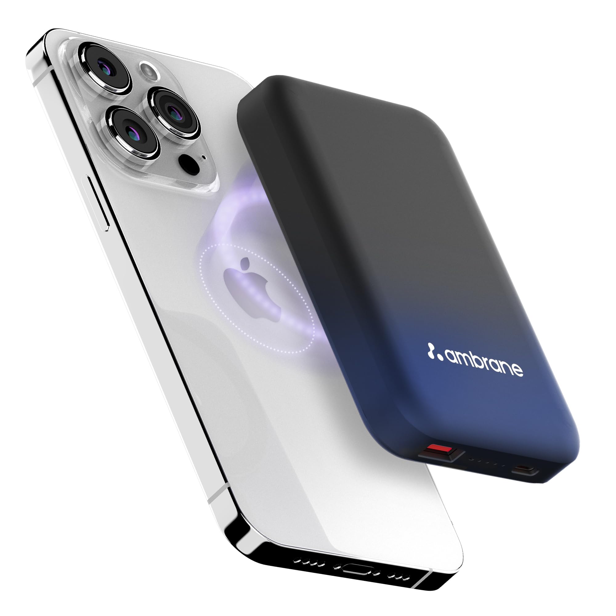 Ambrane Magsafe Wireless 10000Mah Fast Charging USB Type-C Input Power Bank, Strong Magnet, 22.5W Output For iPhone 12 & Above, Android & Other Qi Enabled Devices + Magnetic Ring (Aerosync Snap, Blue) - Image 2