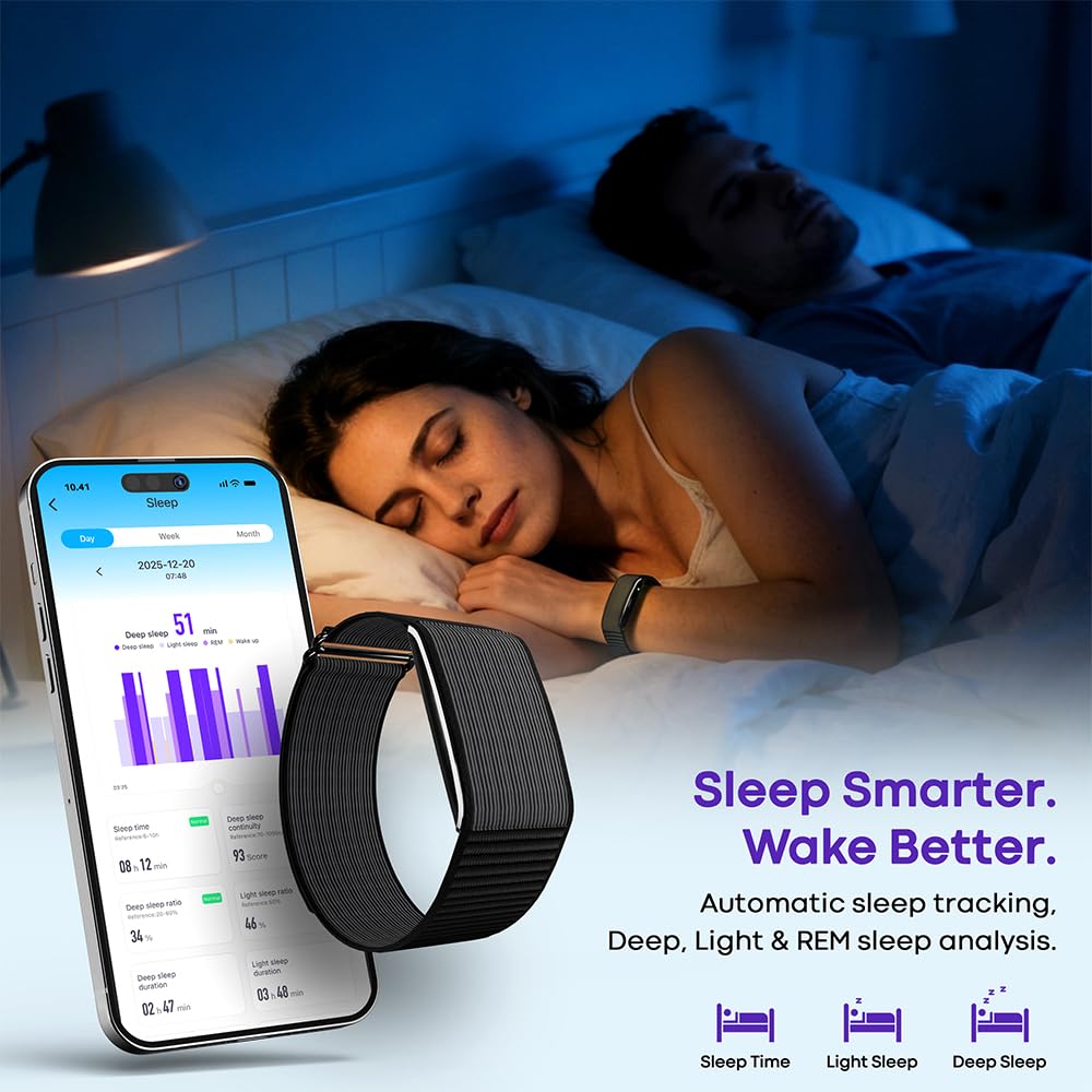Maxelon Maxfit 2.0 Fitness Smart Band with Upto 47 Days Battery | 176+ Sports Modes | 24/7 Heart Rate, Stress,HRV Monitor | Supports 41 Languages | Screenless & Sleek | iOS/Android Support (Black) - Image 6
