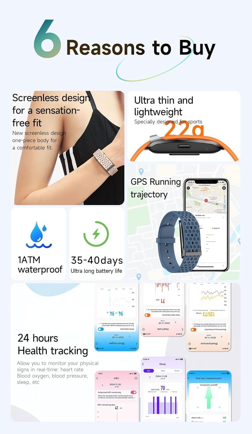 Smart Bracelet for Men Women, Wearable Health Activity Fitness Trackers Sports Monitoring Sleep Tracker with Free APP and 2 Bands (JF21) - Image 3