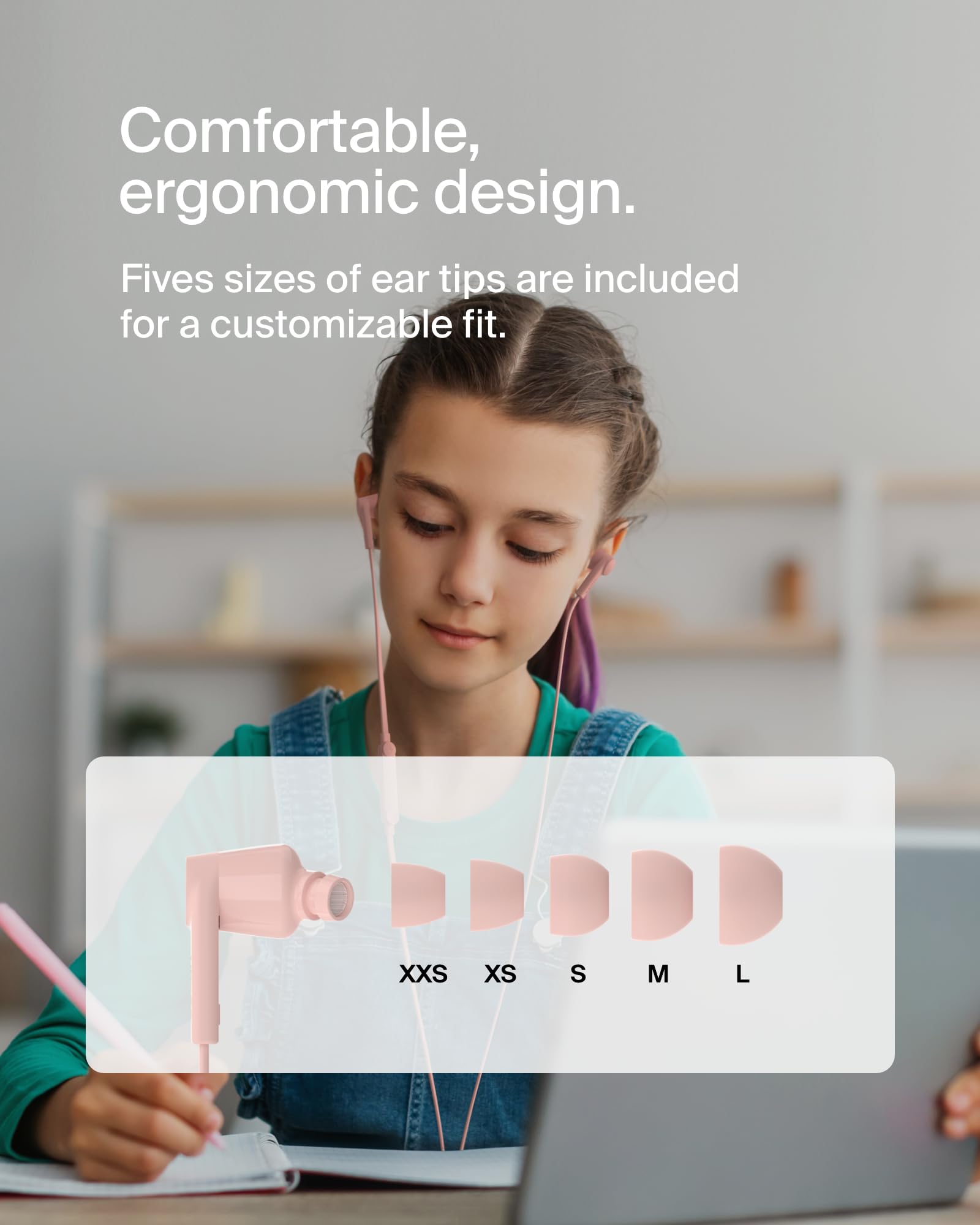 Belkin SoundForm Wired Earbuds with USB-C Connector, in-Ear Earphones w/Microphone - USB-C Headphones for iPhone 17, iPhone 16, iPad mini, Galaxy S25, Google Pixel 9, Android, and More - Pink - Image 8