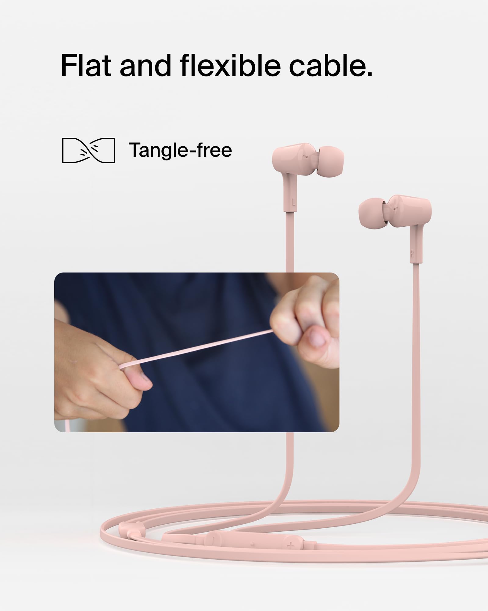 Belkin SoundForm Wired Earbuds with USB-C Connector, in-Ear Earphones w/Microphone - USB-C Headphones for iPhone 17, iPhone 16, iPad mini, Galaxy S25, Google Pixel 9, Android, and More - Pink - Image 6