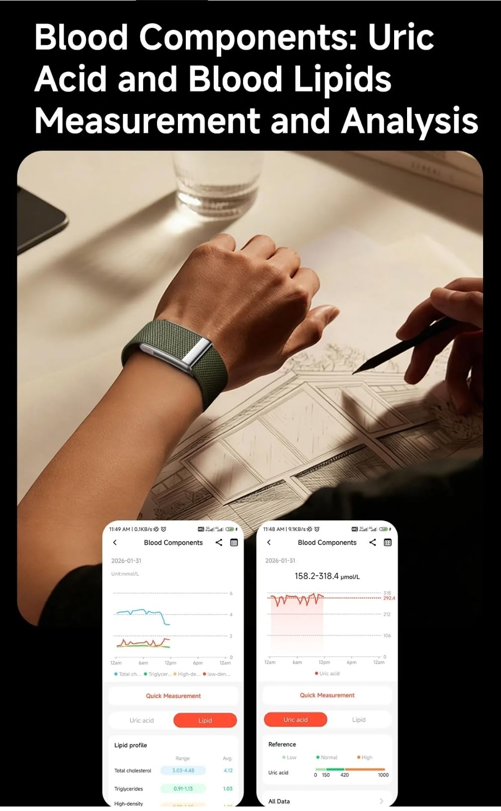 Loop Smart Band Health & Fitness Tracker Medical Grade ECG PPG Body Temperature, HRV Analysis, 30+ Sports Modes, Sleep and Stress Monitor, Subscription Free Screenless Smart Bracele (Graphite Black) - Image 8