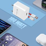 Toreto 100W SUPERVOOC Fast Charging Adapter with Type-C Cable, Compatible with Oneplus, Oppo, Realme, Redmi, Xiaomi, HTC & All C-Type Smartphones, Supports Dash, Warp, Vooc, SuperVooc Charger (White)
