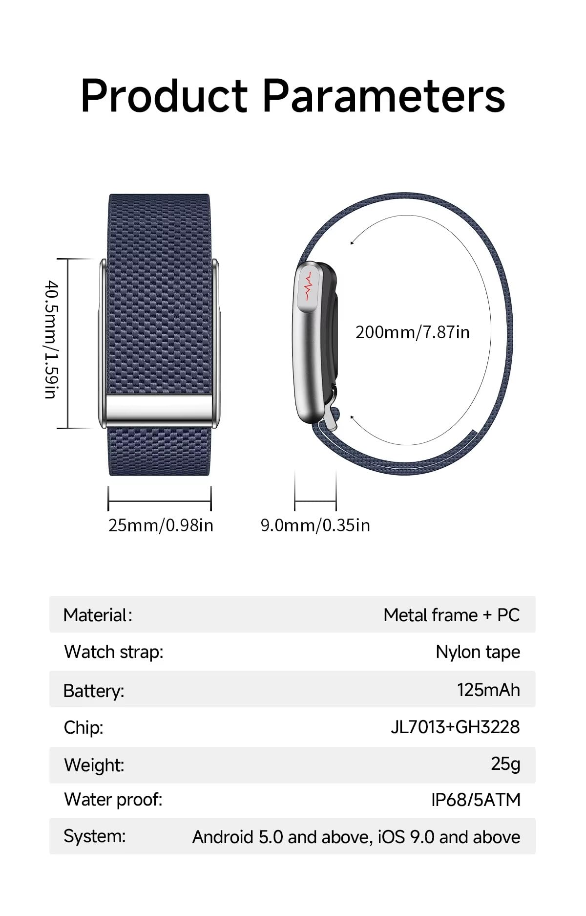 Loop Smart Band Health & Fitness Tracker Medical Grade ECG PPG Body Temperature, HRV Analysis, 30+ Sports Modes, Sleep and Stress Monitor, Subscription Free Screenless Smart Bracele (Graphite Black) - Image 4