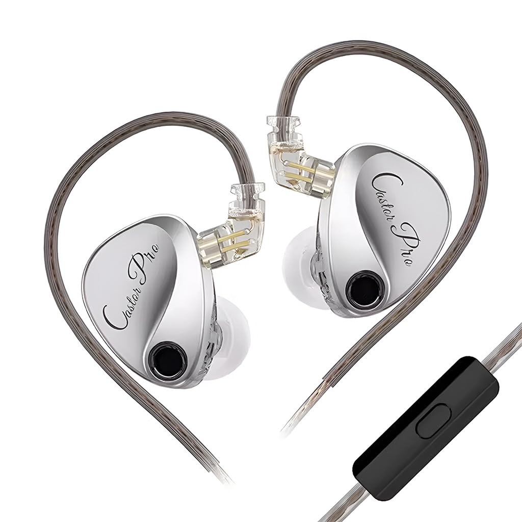 KZ Castor Pro in Ear Monitor with Mic, Dual 10mm Dynamic Driver, Harman Target Hi-Res Audio Quality, Oxygen Free Copper Flat Cable, HD Microphone, 0.78mm 2Pin & 3.5mm Plug Compatible - Image 2