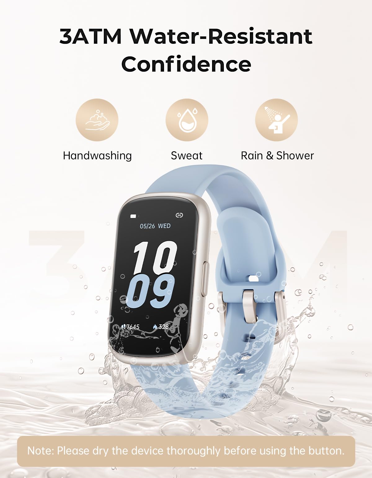 BOALZETD Fitness Tracker with 24/7 Heart Rate Monitor, Sleep Tracker - 3 ATM Waterproof Fitness Watch Calorie Step Counter Smart Watch Includes 3 Sport Bands for Android iOS Women Men, Starlight/Blue - Image 5