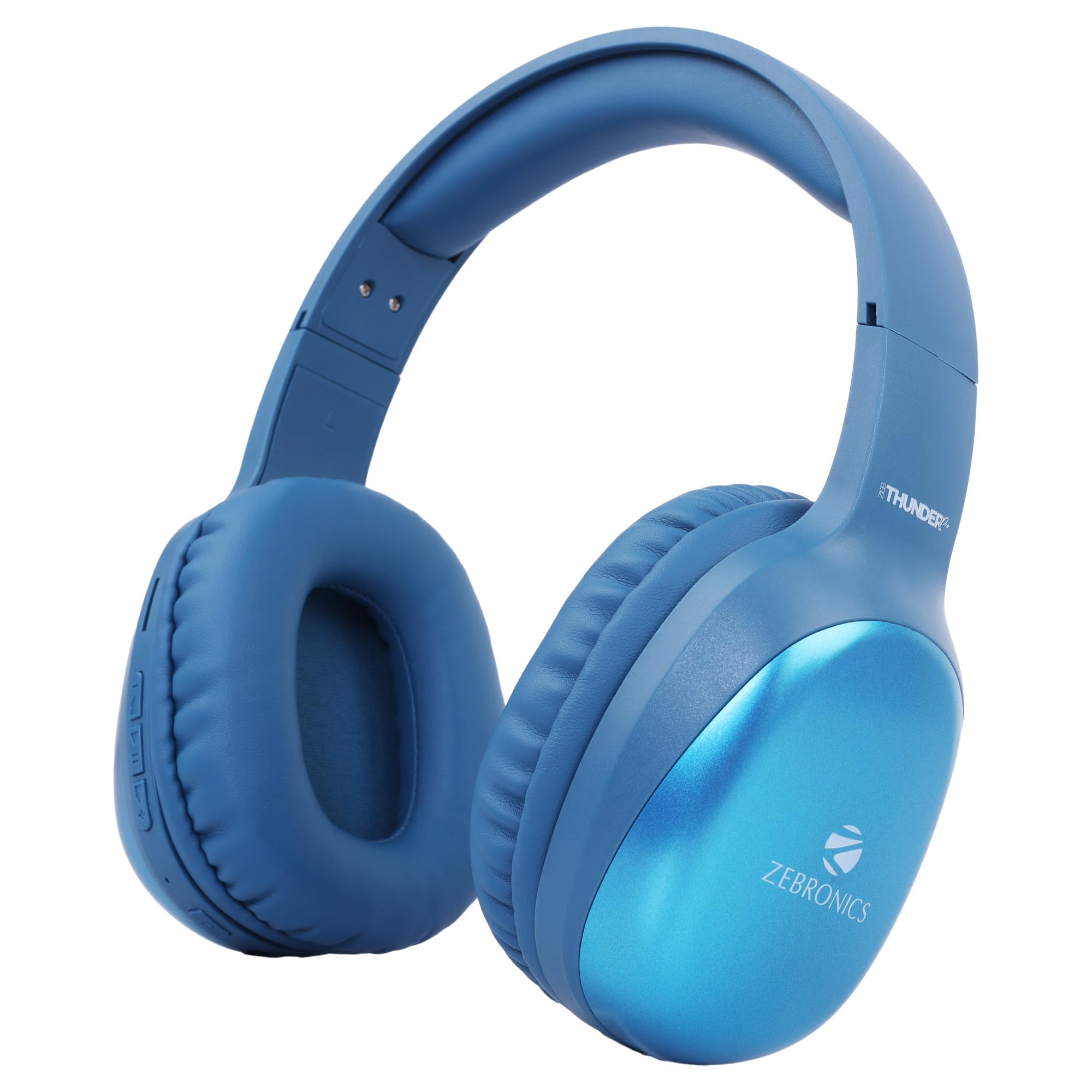 ZEBRONICS Thunder Pro (2026 Upgrade) Wireless Headphones, BT v6.0, True 60 hrs Playback, 40mm Drivers, ENC, Gaming Mode, Dual Pairing, Deep Bass, AUX & microSD, Rapid Charging (Blue) - Image 2