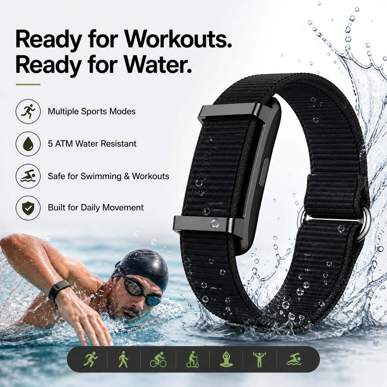AILKIN Corvex Fitness Band - Premium Fitness Tracker Band | 45 Days Battery Life, Heart Rate, SpO2, HRV | Water Resistant | Tracker with Map - 24/7 Sports Activity and Sleep Tracker (Obsidian Black) - Image 5