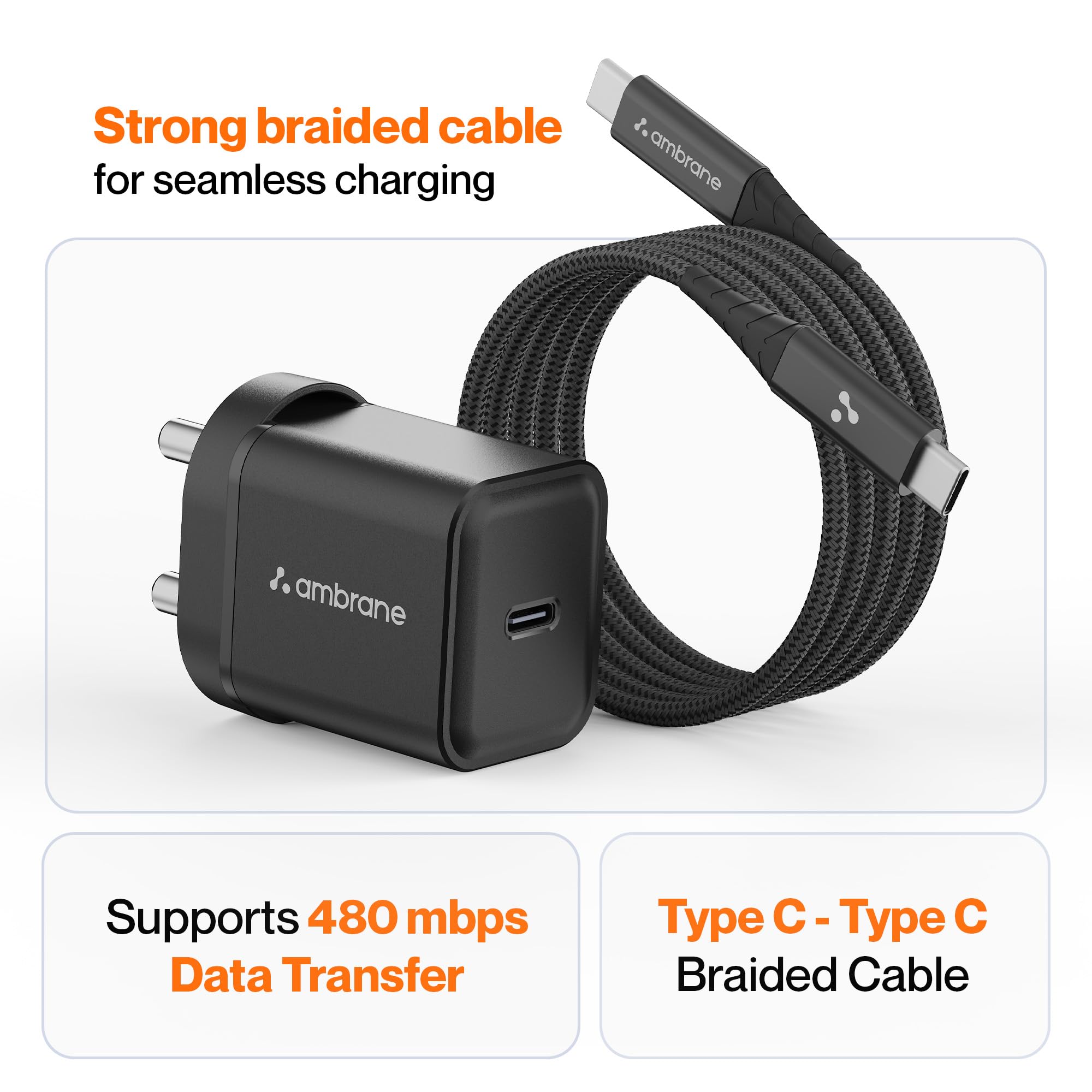 Ambrane 20W Mobile Charger with to Charging Cable | Fast Charging for Android, iPhone 15/14/13/12/11/X & Pro Max Series, Google Pixel & Other Devices (Charge 20, Black) - Image 6