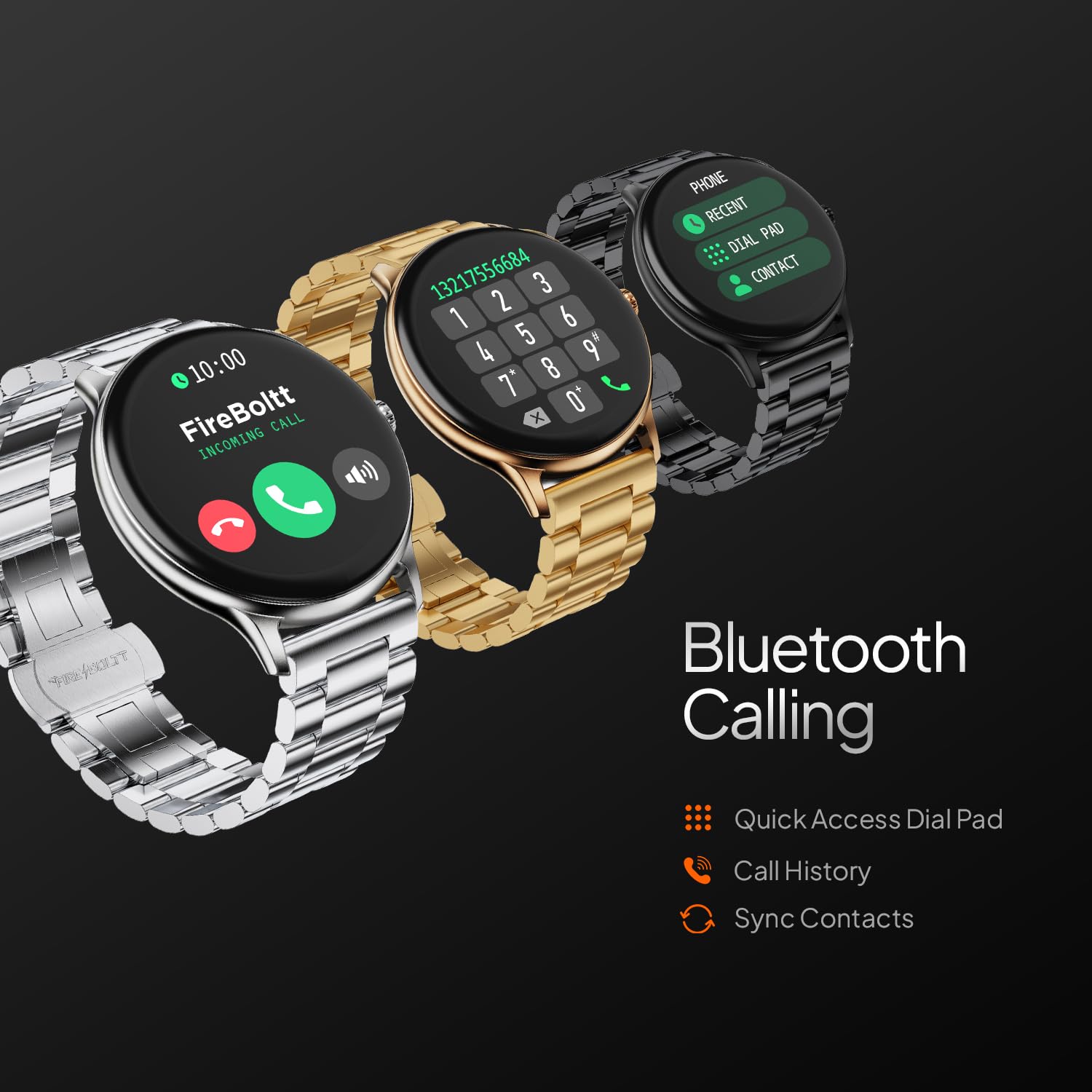 Fire‑Boltt Phoenix Pro Round Smart Watch 1.39″ Display with Bluetooth Calling,AI Voice Assistant,SpO2 & Heart Rate Monitor, 120+ Sports Modes,IP67 Waterproof Metal Smart Watch for Men & Women - Silver - Image 4