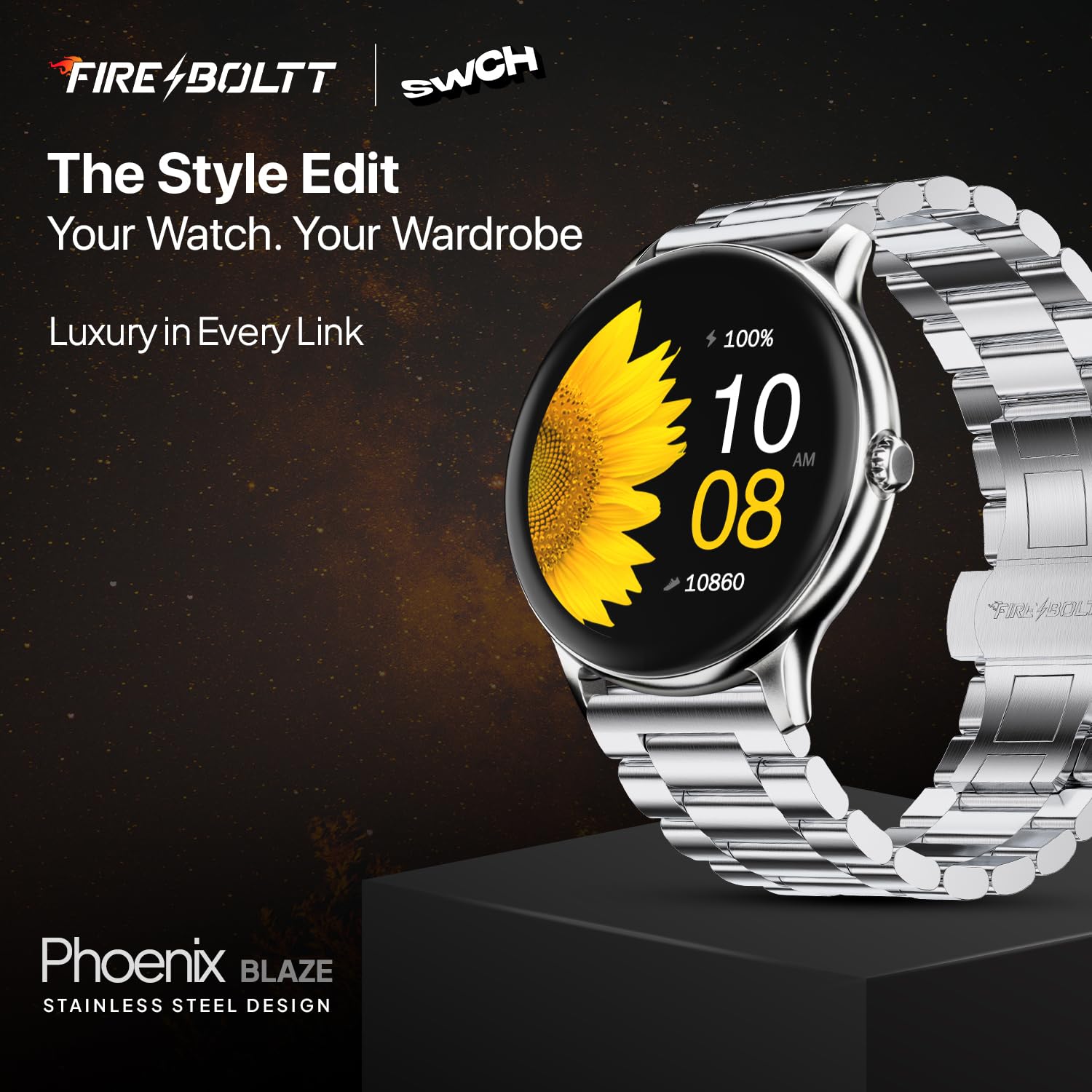 Fire‑Boltt Phoenix Pro Round Smart Watch 1.39″ Display with Bluetooth Calling,AI Voice Assistant,SpO2 & Heart Rate Monitor, 120+ Sports Modes,IP67 Waterproof Metal Smart Watch for Men & Women - Silver - Image 3