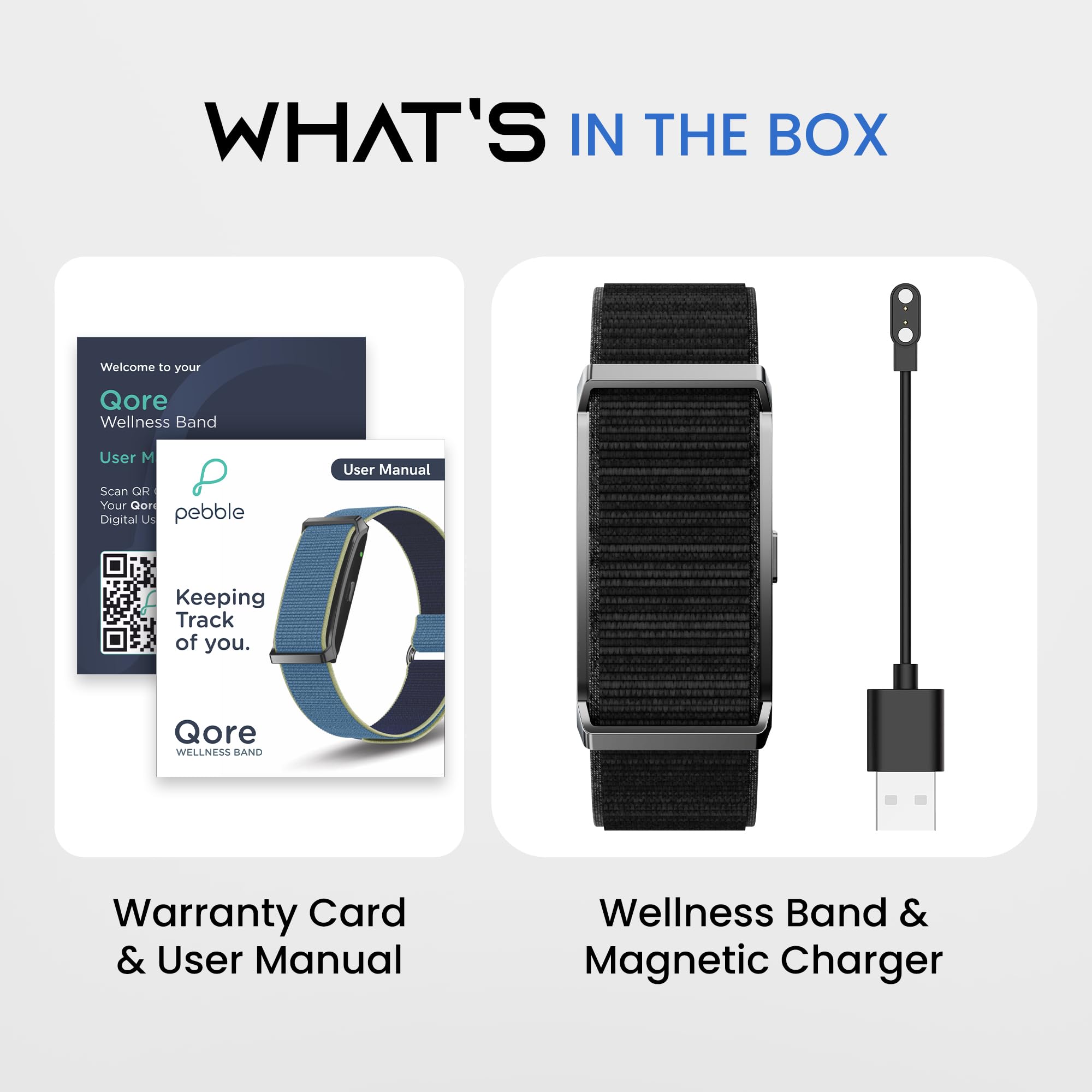 Pebble Newly Launched Qore Fitness Band with 45 Days Battery Life | 100+ Sports Modes | Advanced Health Tracking | HR & SpO2| Stress| Sleep | OneKey Measurement | Smart Notifications - Black