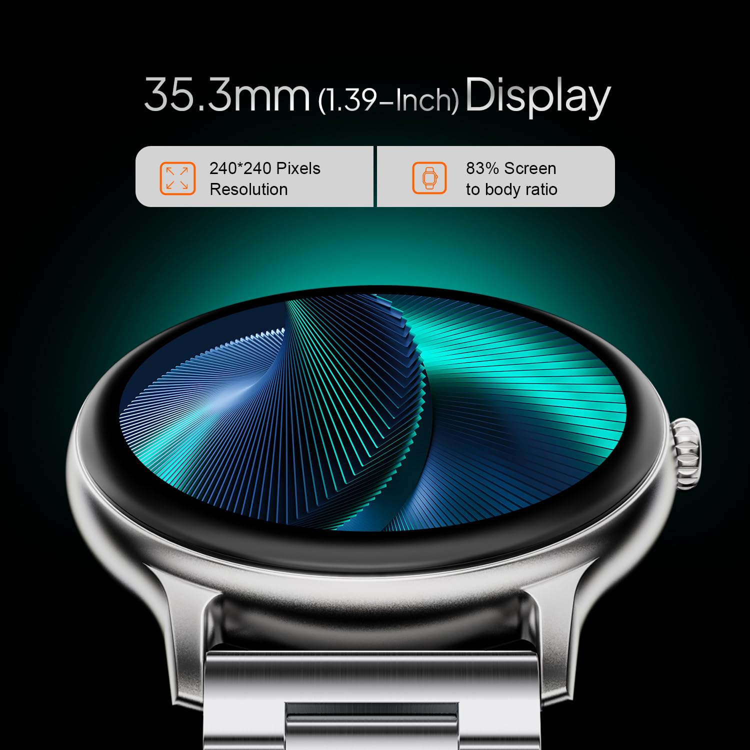 Fire‑Boltt Phoenix Pro Round Smart Watch 1.39″ Display with Bluetooth Calling,AI Voice Assistant,SpO2 & Heart Rate Monitor, 120+ Sports Modes,IP67 Waterproof Metal Smart Watch for Men & Women - Silver - Image 5