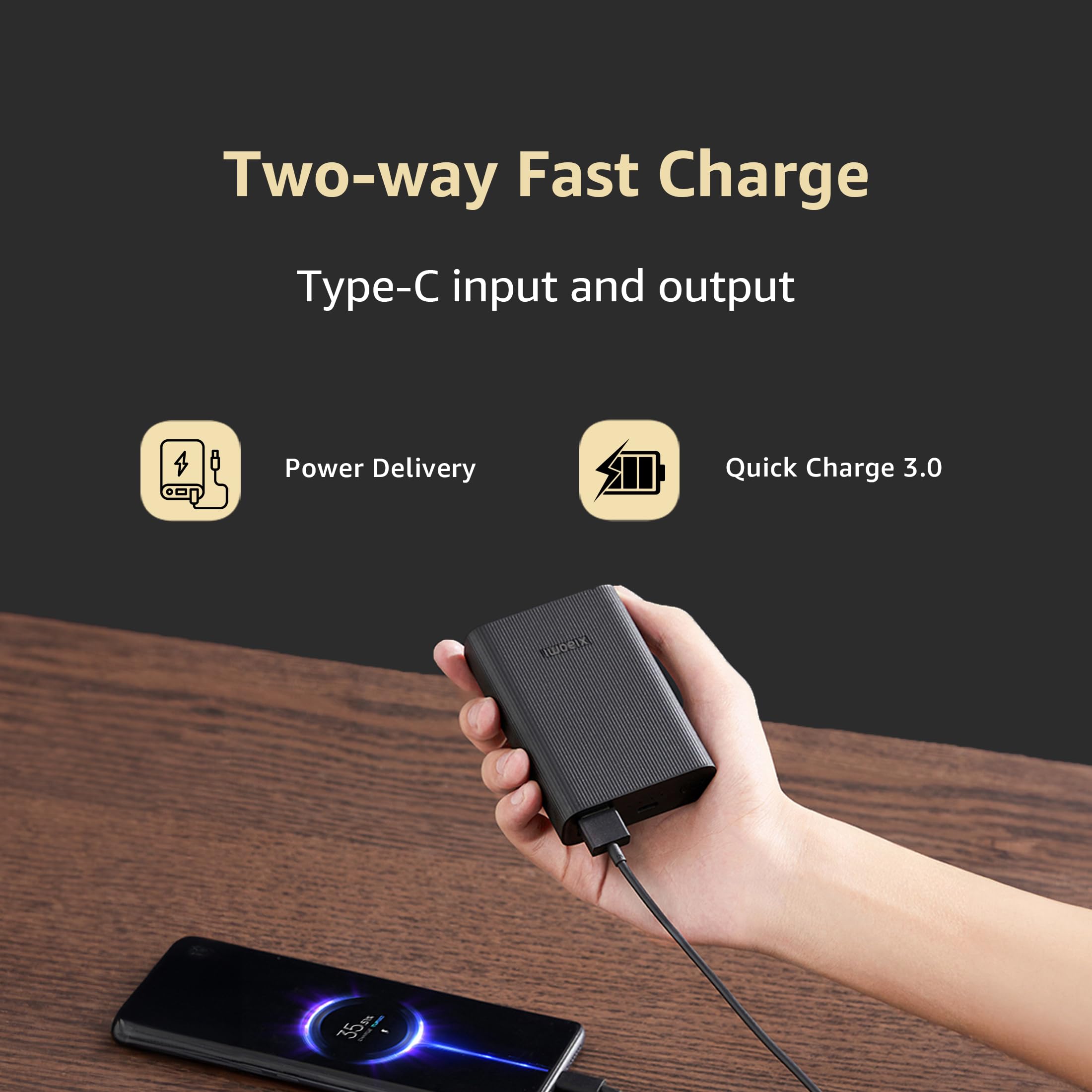 Xiaomi Pocket Power Bank pro 10000mAh 33W Super Fast Charging PD |Smart 12 Layer Protection|Type C Input & Output|Triple Output Ports|Supports Android,Apple, Tablets, Earbuds,Watch(MI Powerbank),Black - Image 6