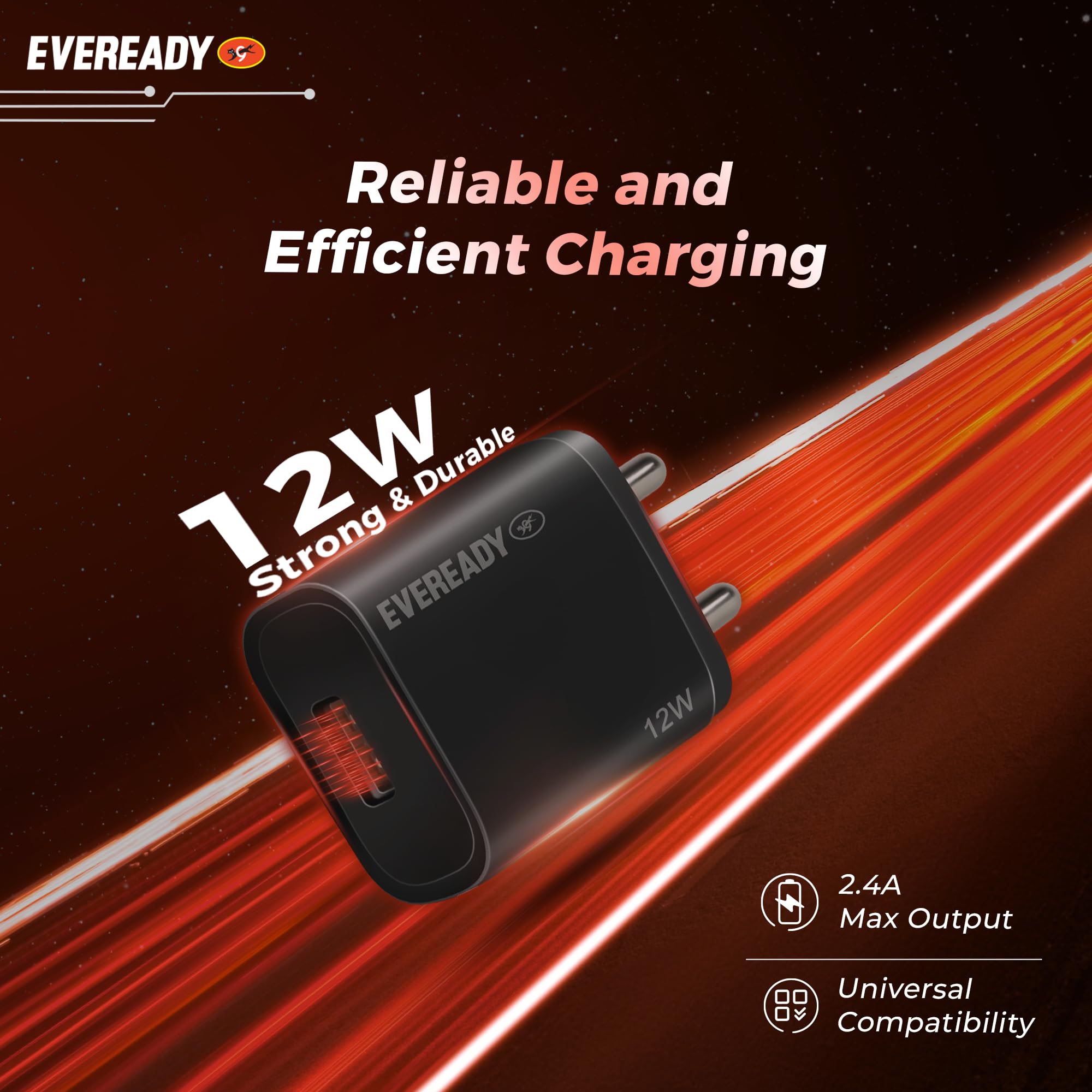 Eveready 12W Compact Charger, Lightweight Design, BIS Certified, Complete Protection Against Overvoltage & Overload at Output, Universal Compatibility (Cable Included) - Image 3