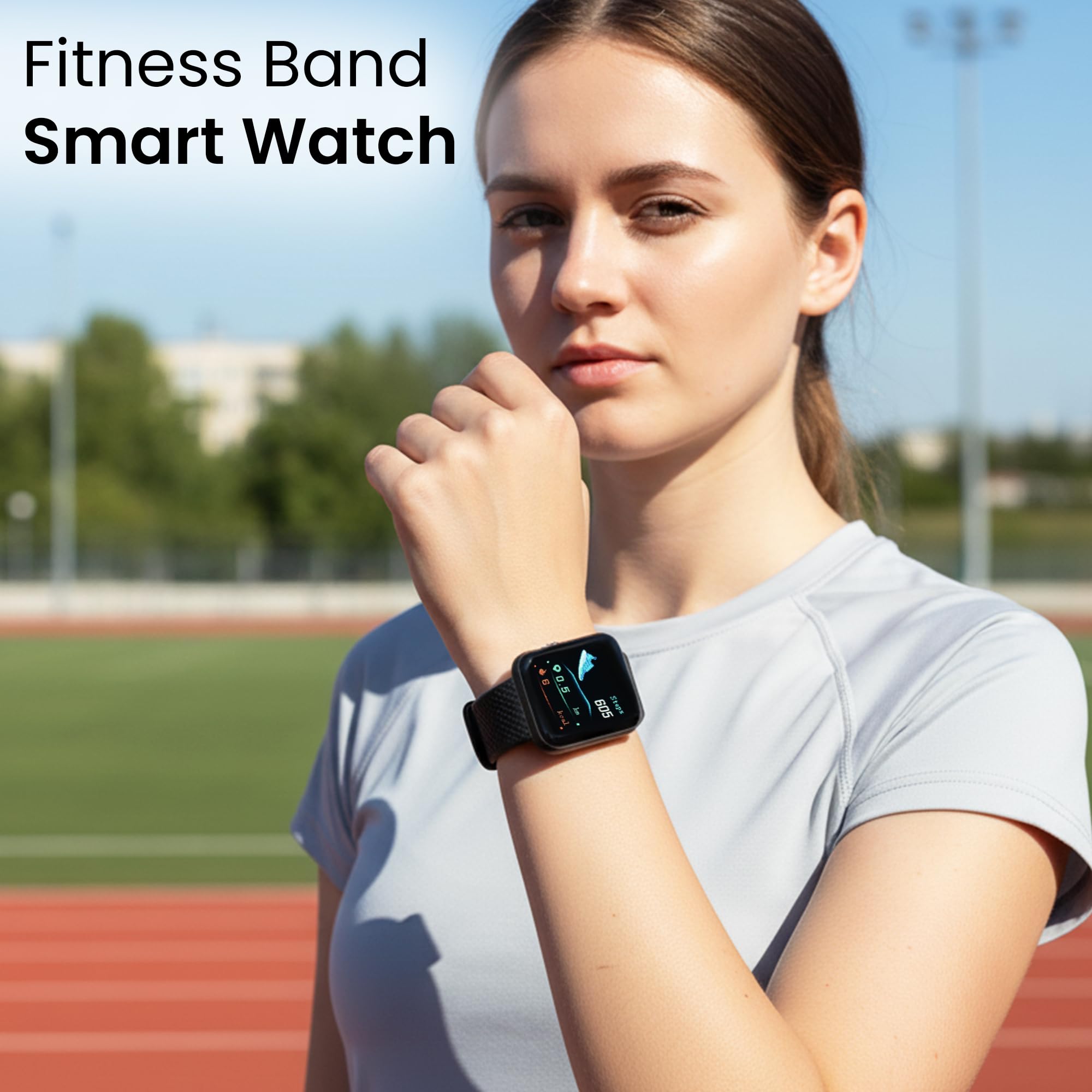 Bouncefit D20 Y68 Fitness Band Smart Watch for Men, Women, Boys, Girls, Kids – Single Touch Interface, Water Resistant, Workout Modes, Quick Charge Sports Smartwatch – Jet Black - Image 7