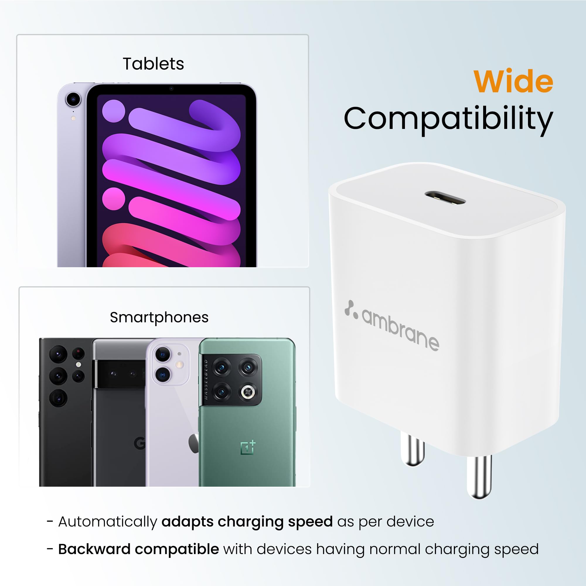 Ambrane 20W Type C Mobile Charger Adapter, Fast Charging for Android, iPhone 14/13,13/12/11/X & Pro, Max Series & Other Type C Enabled Devices, PD Technology, BIS Certified (Raap M20, White) - Image 4