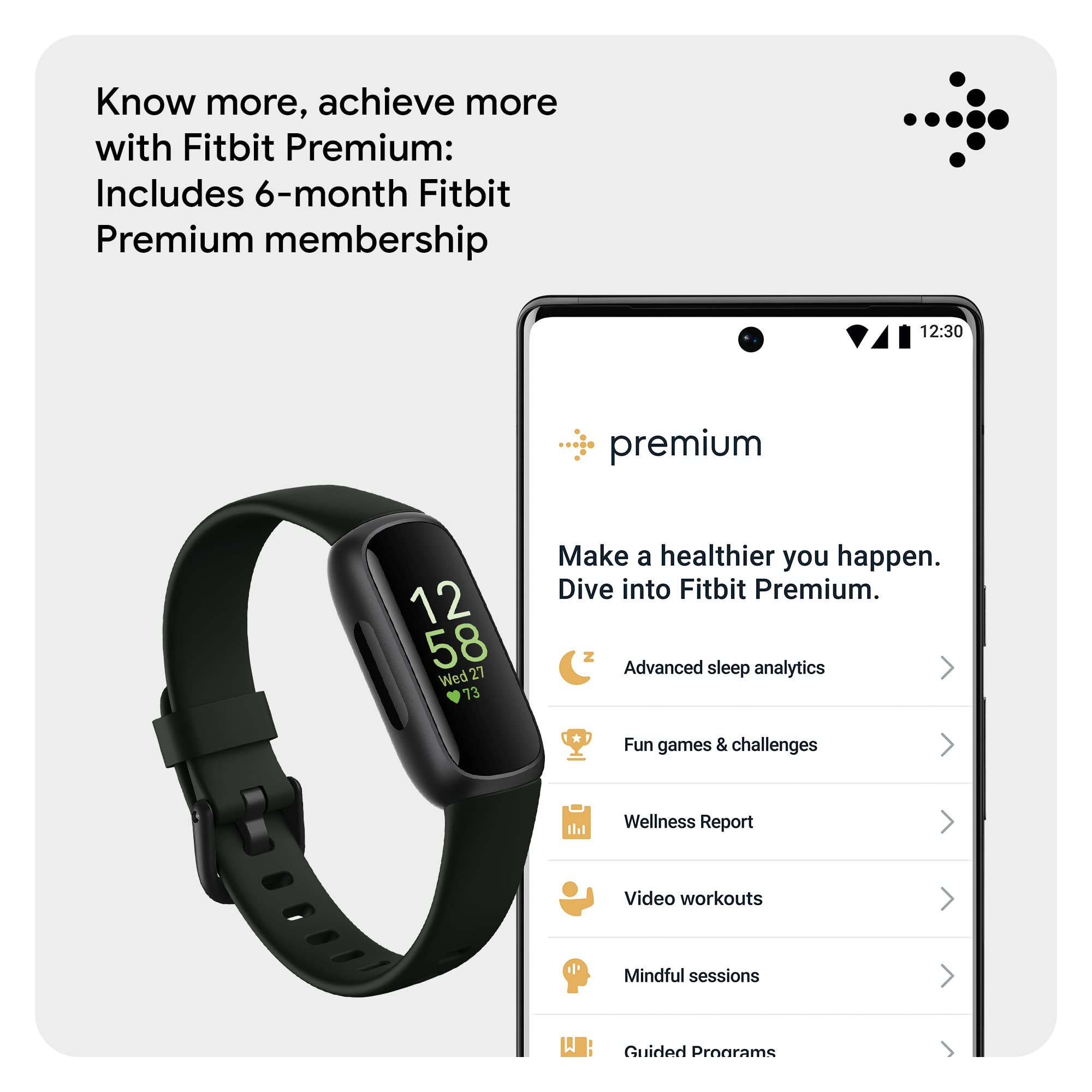 Fitbit Inspire 3 Health & Fitness Tracker (Midnight Zen/Black) with 6-Month Premium Membership