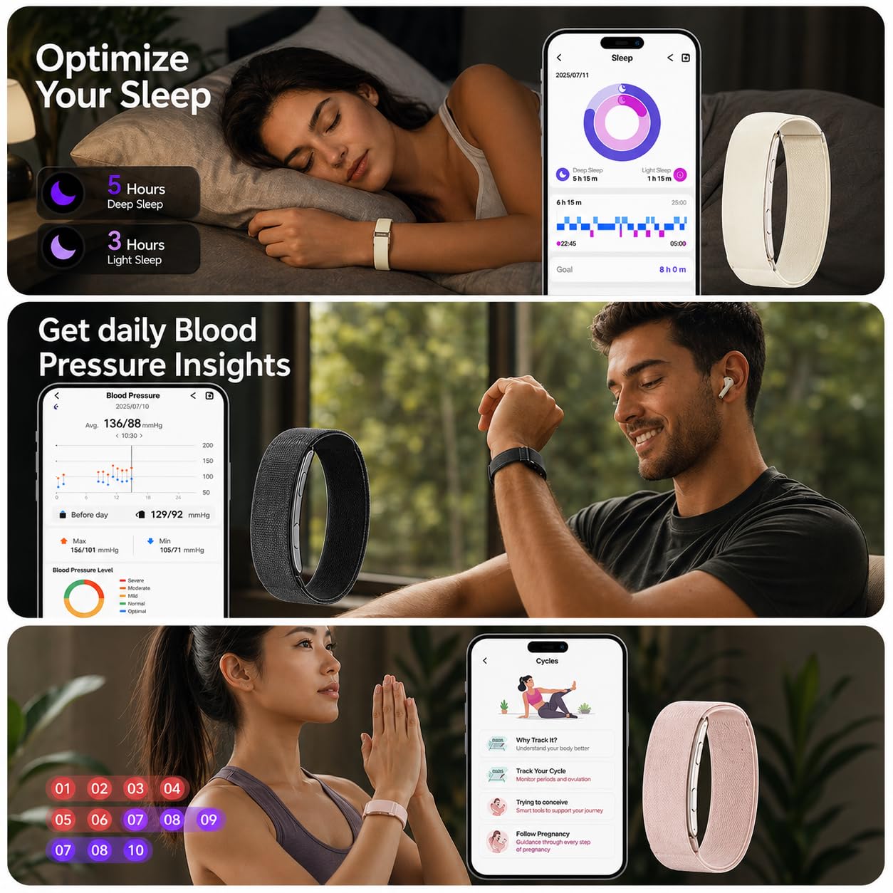 StyleOxx Vitro Smart Fitness Band – Heart Rate, SpO2, Sleep & ECG Monitor | 7 Days Battery | Body Composition | Body Temperature | Multi-Sport Tracker for Daily Health & Fitness (Midnight Blue) - Image 4