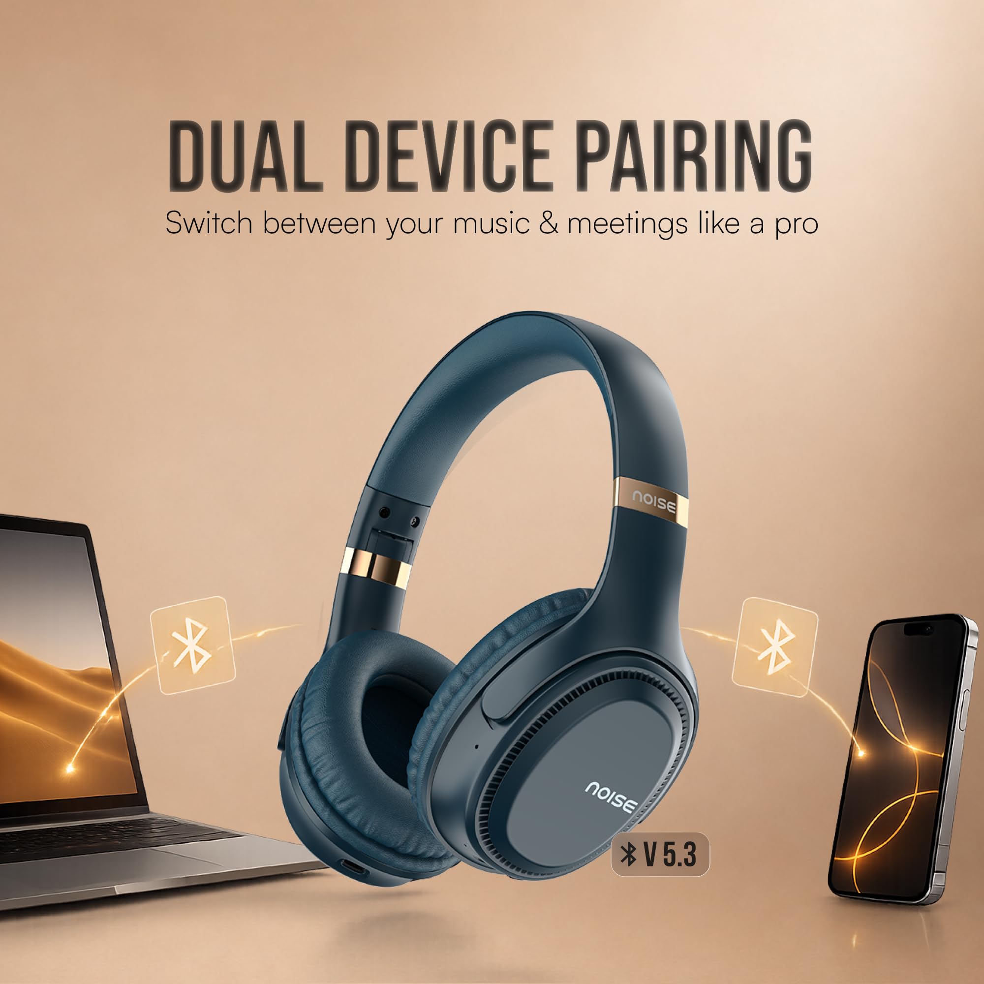 Noise Airwave Max 3 Bluetooth On Ear Headphones with 70H Playtime, 40mm Driver, Low Latency(up to 45ms),Dual Pairing, BT v5.3 (Dark Brown) - Image 9
