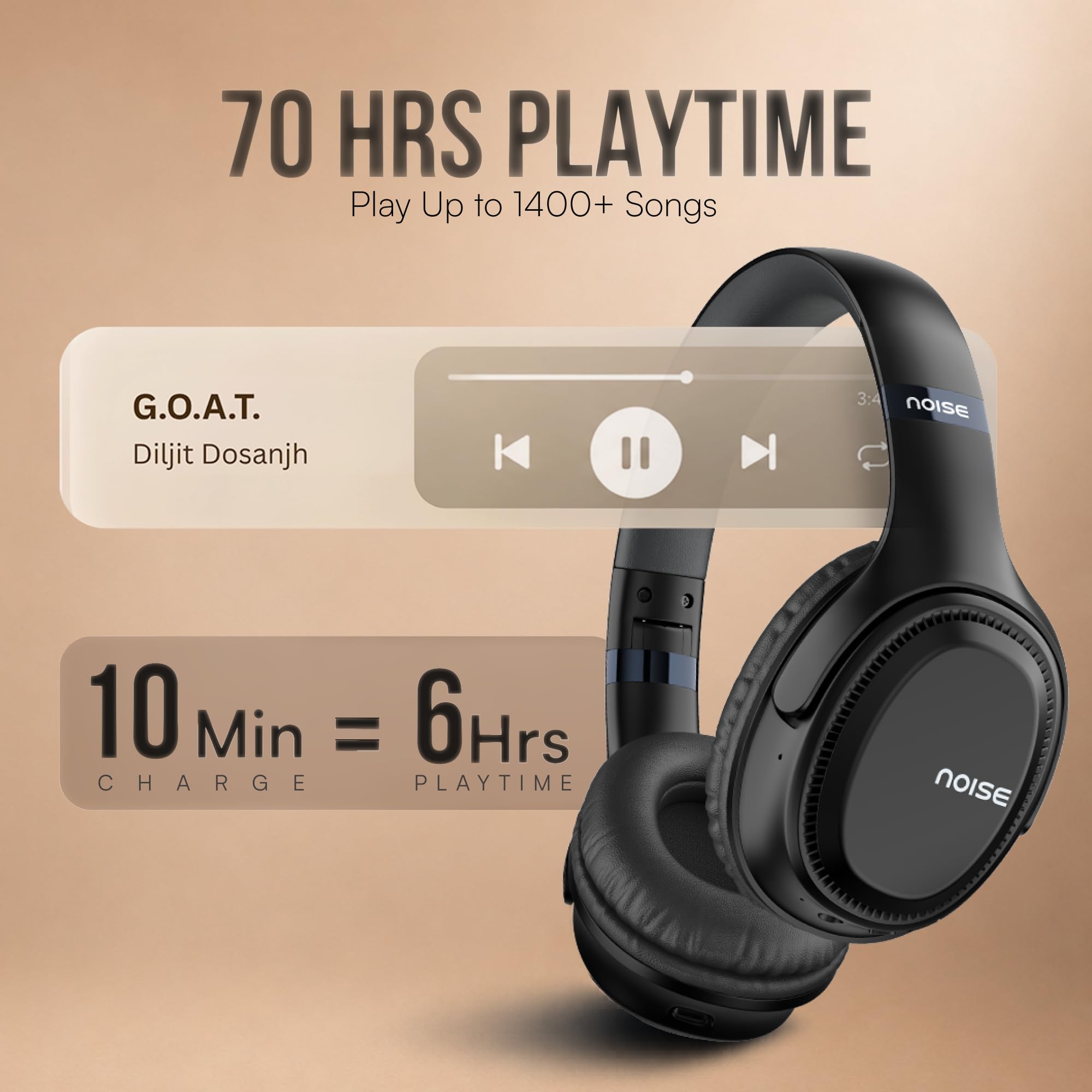 Noise Airwave Max 3 Bluetooth On Ear Headphones with 70H Playtime, 40mm Driver, Low Latency(up to 45ms),Dual Pairing, BT v5.3 (Dark Brown) - Image 6