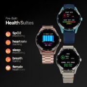 Fire-Boltt Talk Round Smart Watch 1.39″ TFT Display with Bluetooth Calling, Dual Button, Voice Assistance, SPO₂ & Heart Rate Monitor, 120+ Sports Modes, Smartwatch for Men & Women - Beige