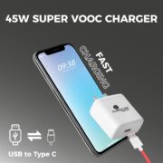 Kratos 65W Fast Charger Adapter & USB-A to Type C Cable Combo, Compatible with OnePlus, Realme, Xiaomi, Redmi, Oppo, Vivo & Other Smartphones, Type C Charger Supports Dash, Warp, Vooc,SuperVooc