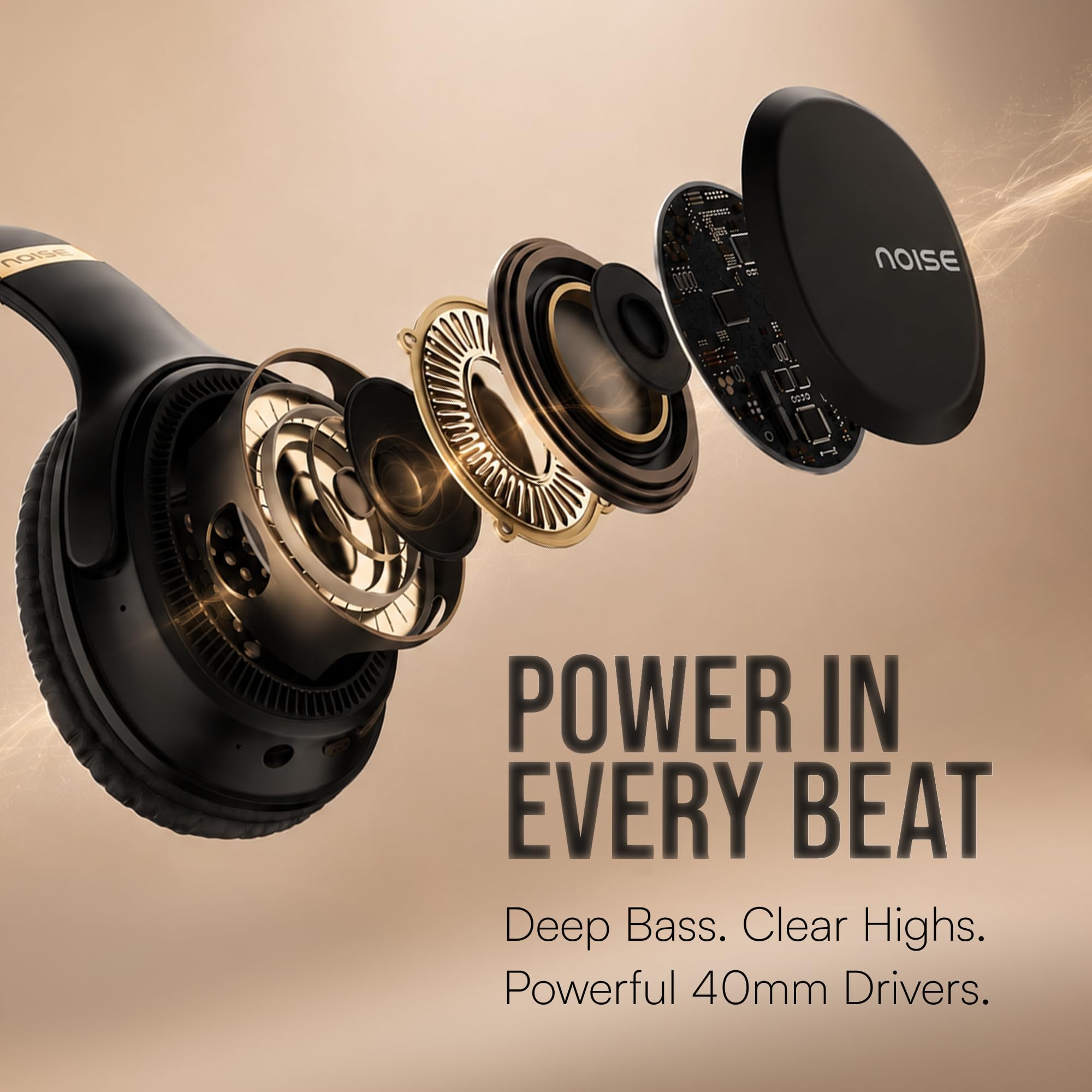 Noise Airwave Max 3 Bluetooth On Ear Headphones with 70H Playtime, 40mm Driver, Low Latency(up to 45ms),Dual Pairing, BT v5.3 (Dark Brown) - Image 4