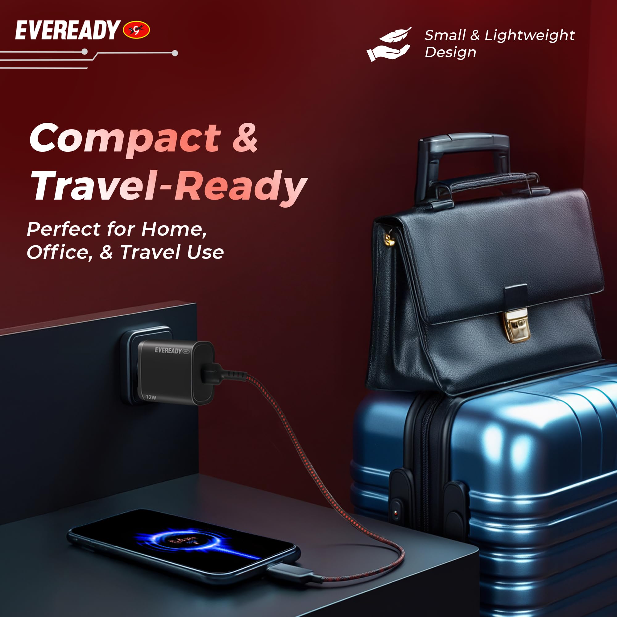 Eveready 12W Compact Charger, Lightweight Design, BIS Certified, Complete Protection Against Overvoltage & Overload at Output, Universal Compatibility (Cable Included) - Image 5