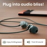 Ambrane Type C Wired in Ear Earphones with in-Line Mic for Clear Calling,1.2M Cable,10Mm Dynamic Drivers for Boostedbass,Control Buttons for iPhone 15,Samsung&Type C Devices(Stringz 38C,Green)