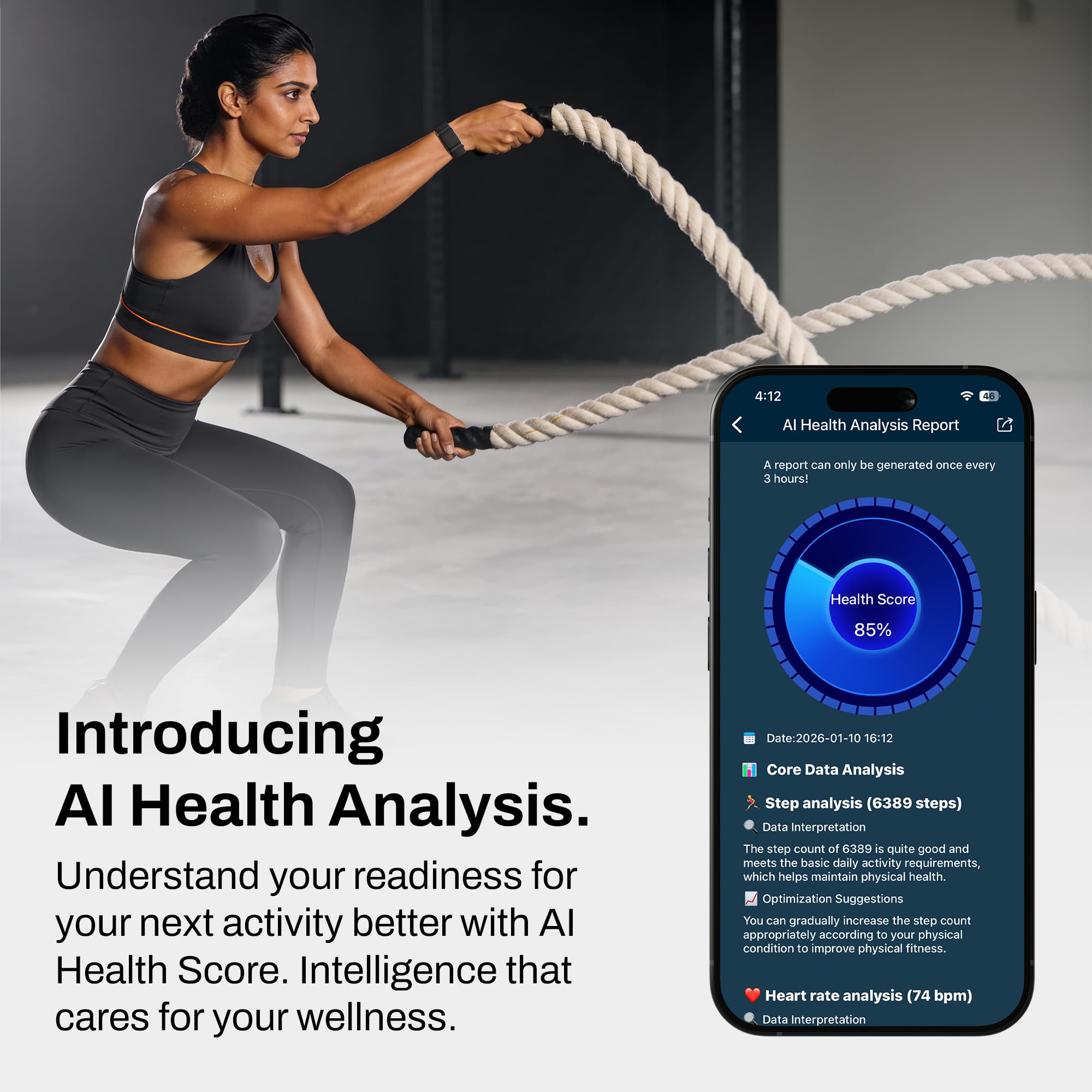 Pebble Newly Launched Qore 2 Premium Metal Fitness Band | 45 Days Battery Life, Heart Rate, SpO2, HRV & Body Temp Monitor, Sleep Tracker, AI Health Analysis, Smart Notifications (Cosmic Black) - Image 5