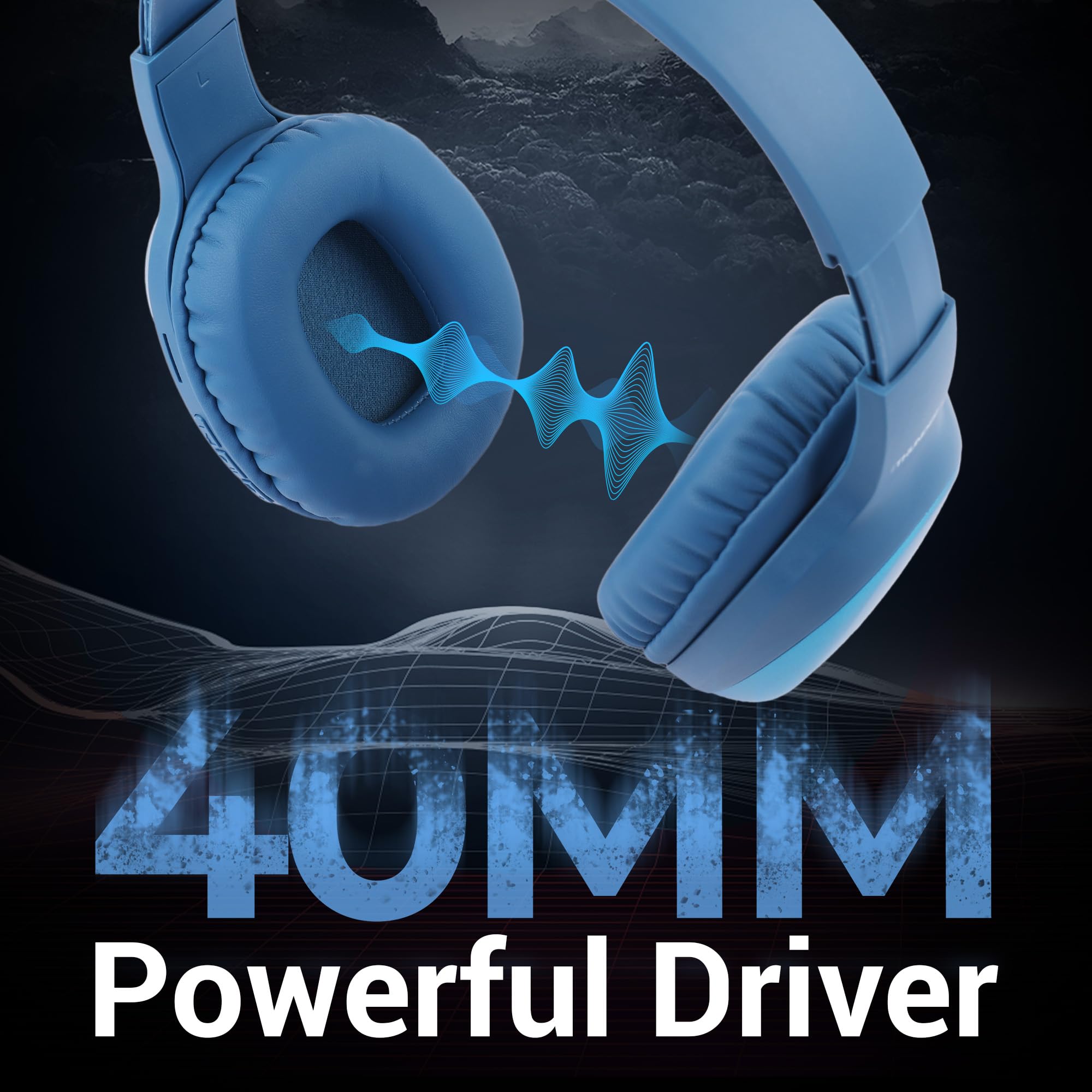 ZEBRONICS Thunder Pro (2026 Upgrade) Wireless Headphones, BT v6.0, True 60 hrs Playback, 40mm Drivers, ENC, Gaming Mode, Dual Pairing, Deep Bass, AUX & microSD, Rapid Charging (Blue) - Image 3