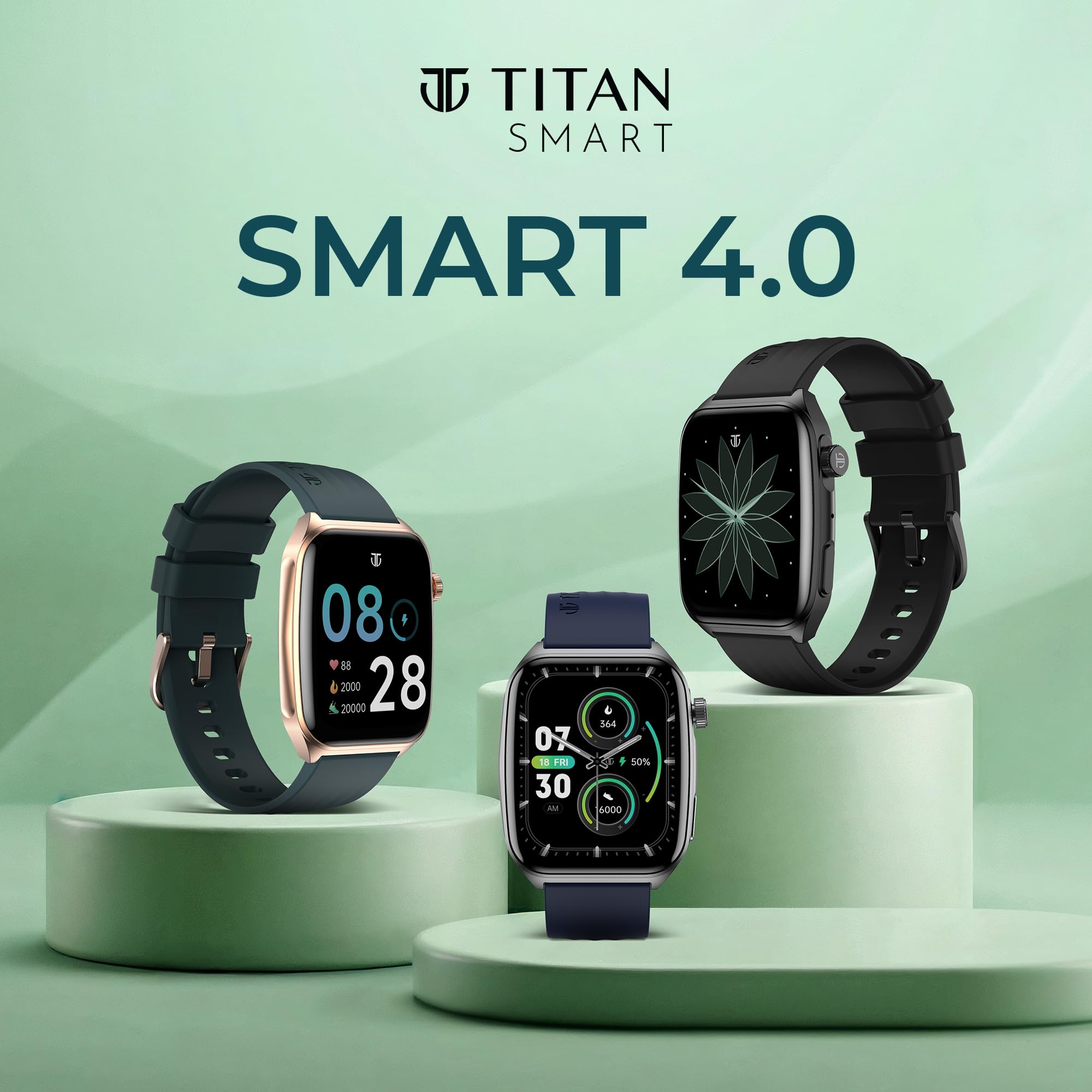 Titan Smart 4.0 Smartwatch with 1.93” AMOLED Display, Infinite AI Watch Faces, AI Voice Assistant, Smart Hydration, Multiple Menu Styles, QR Hub, 100+ Multisports, BT Calling, HRM, SpO2 - Teal Green