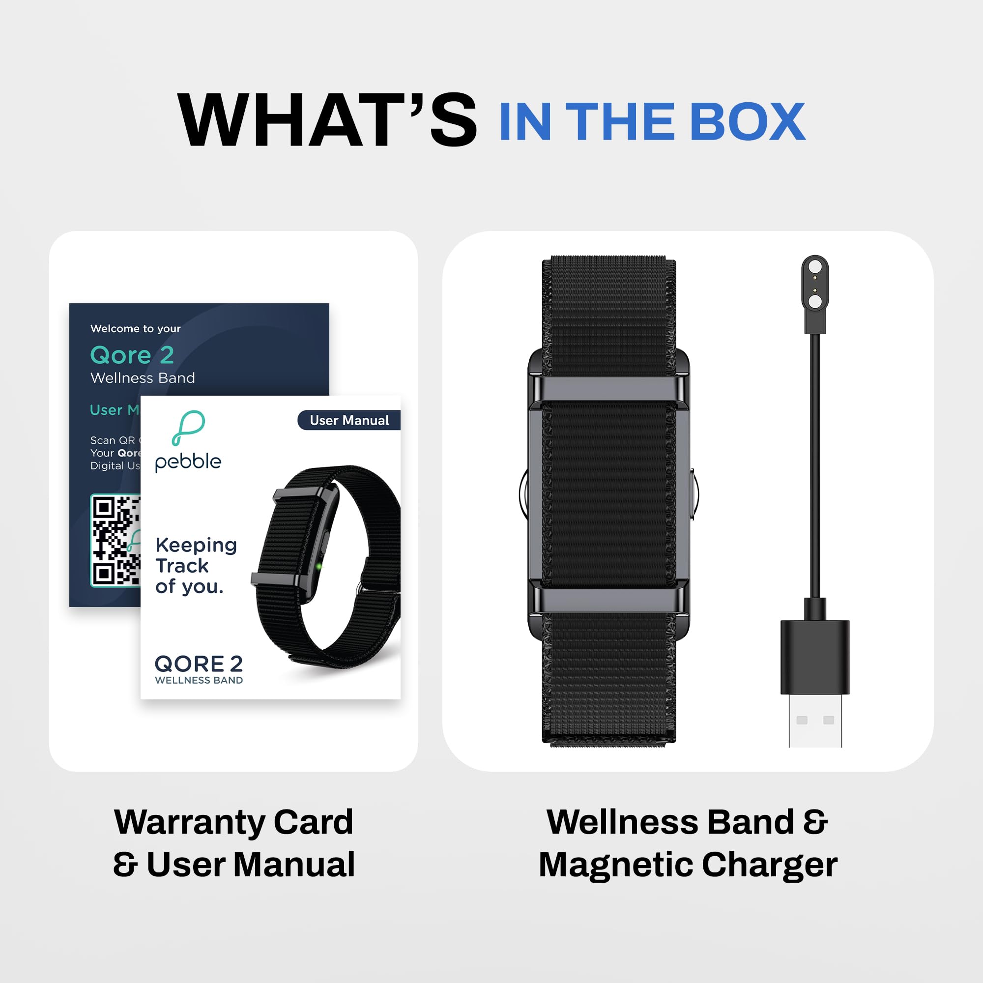 Pebble Newly Launched Qore 2 Premium Metal Fitness Band | 45 Days Battery Life, Heart Rate, SpO2, HRV & Body Temp Monitor, Sleep Tracker, AI Health Analysis, Smart Notifications (Cosmic Black)