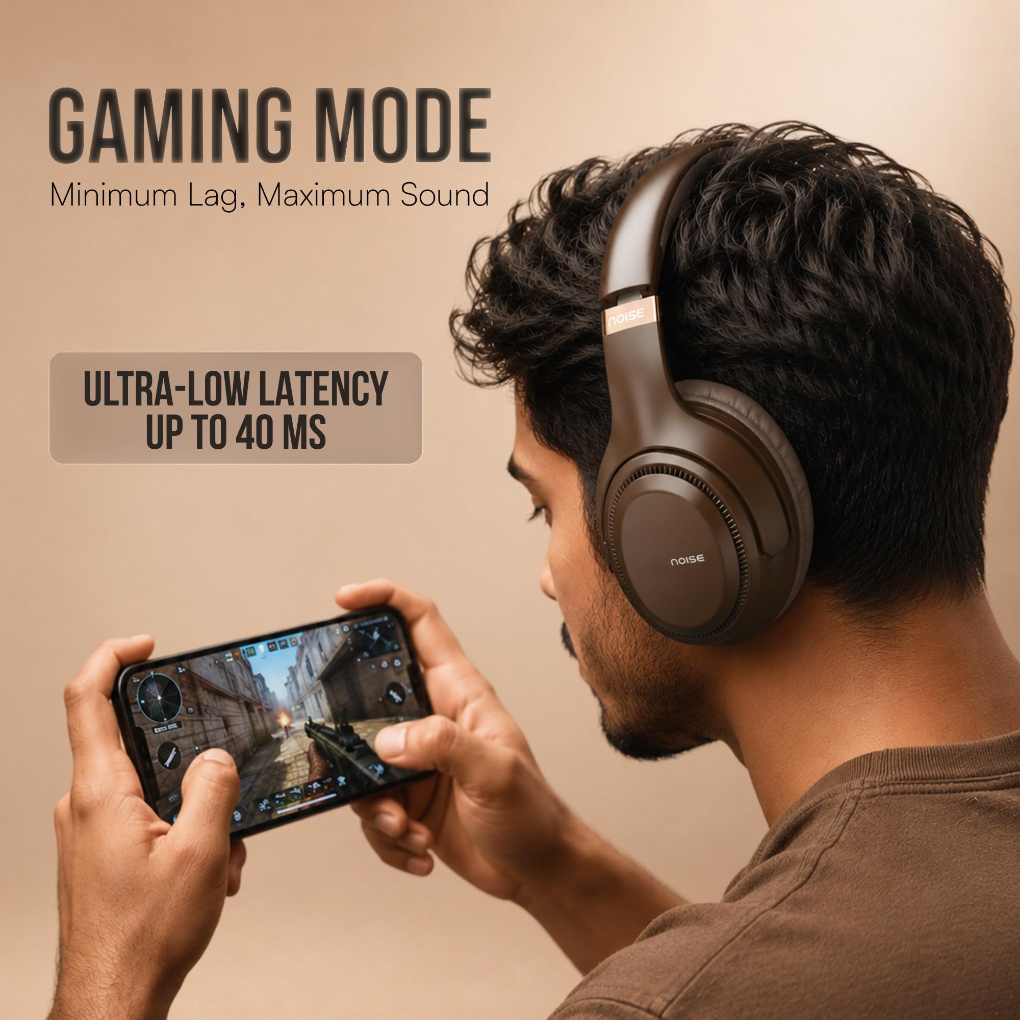 Noise Airwave Max 3 Bluetooth On Ear Headphones with 70H Playtime, 40mm Driver, Low Latency(up to 45ms),Dual Pairing, BT v5.3 (Dark Brown) - Image 8