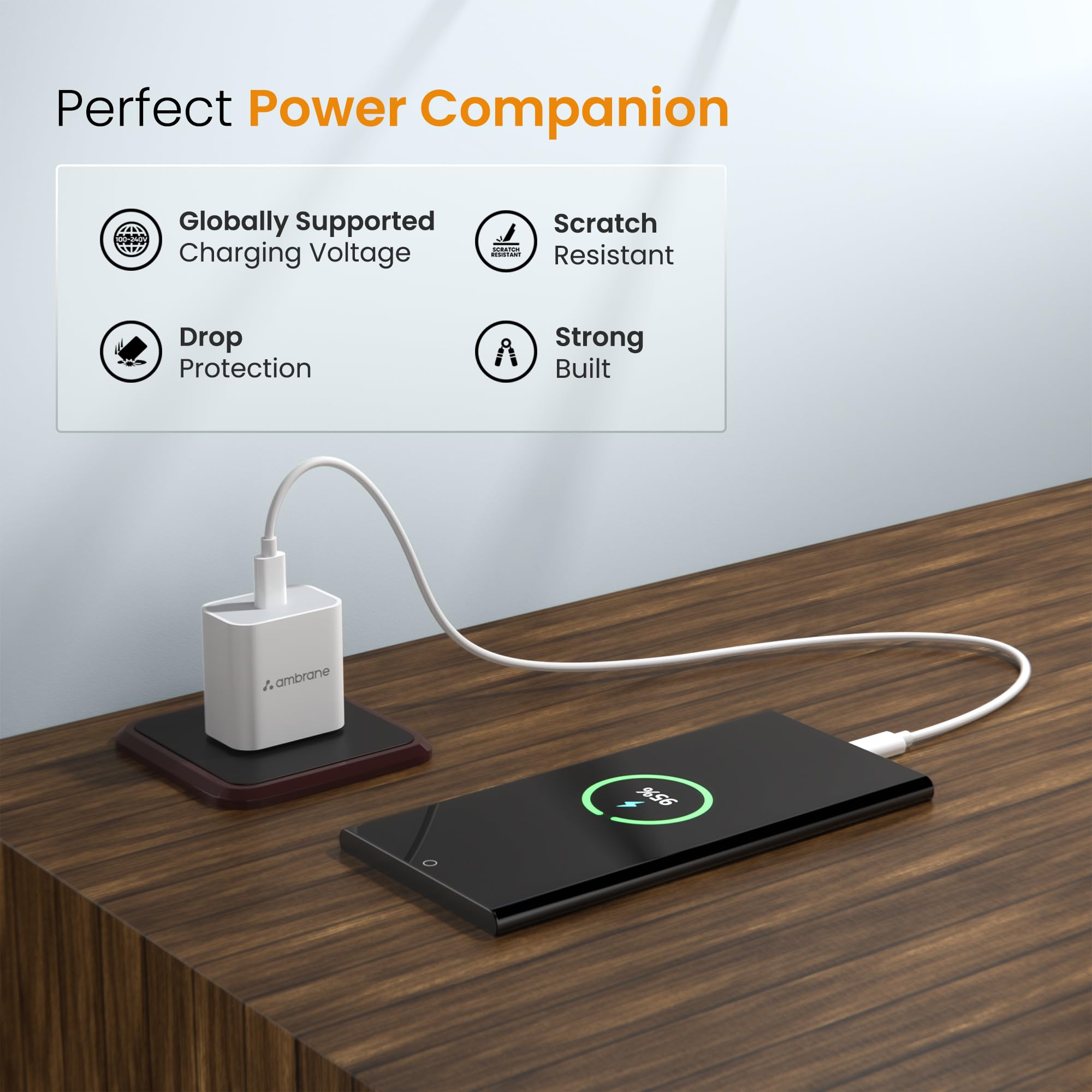 Ambrane 20W Type C Mobile Charger Adapter, Fast Charging for Android, iPhone 14/13,13/12/11/X & Pro, Max Series & Other Type C Enabled Devices, PD Technology, BIS Certified (Raap M20, White) - Image 6