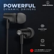 Audio-Technica Sonic Fuel in-Ear Wired Earphones with in-line Mic & Control, 8.5mm Powerful Drivers for Clear Sound & Rich Bass, Comfort Fit Earbuds