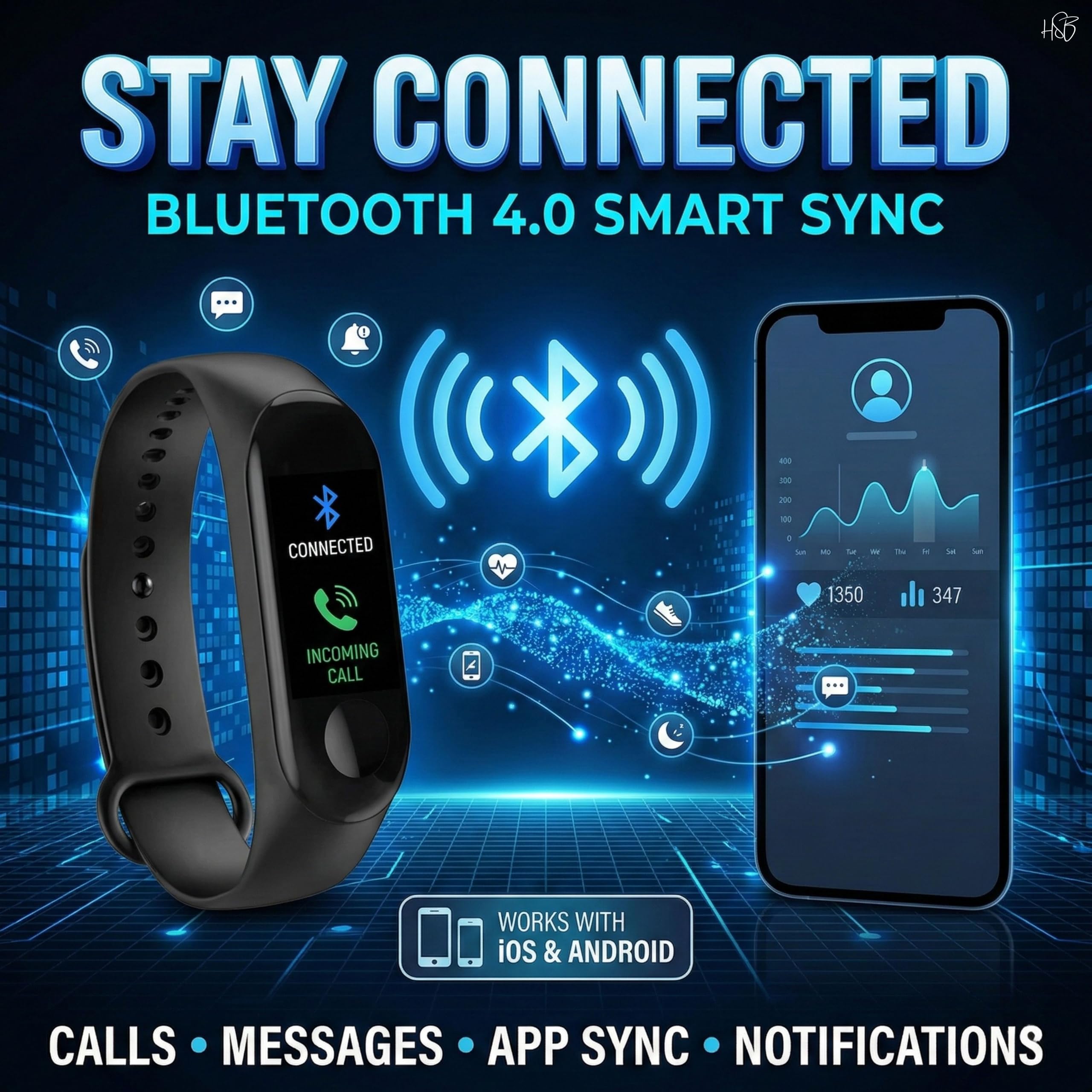 Drumstone M4 Smart Fitness Band with OLED Display, Bluetooth 4.0 Activity & Fitness Tracker with Heart Rate Tracking, Step Counter, Sleep Monitoring & Smart Notifications for Men and Women - Image 7