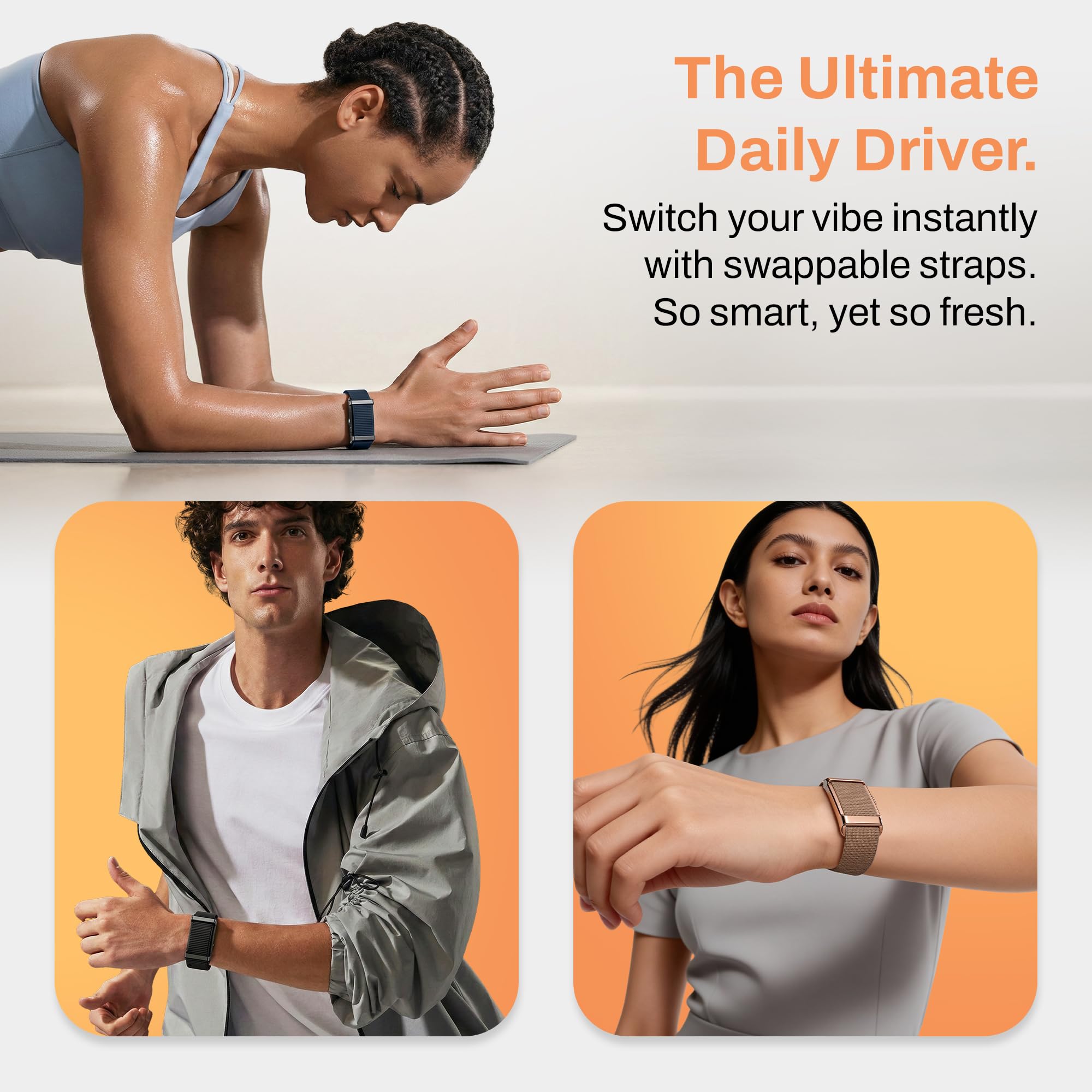 Pebble Newly Launched Qore 2 Premium Metal Fitness Band | 45 Days Battery Life, Heart Rate, SpO2, HRV & Body Temp Monitor, Sleep Tracker, AI Health Analysis, Smart Notifications (Cosmic Black) - Image 7
