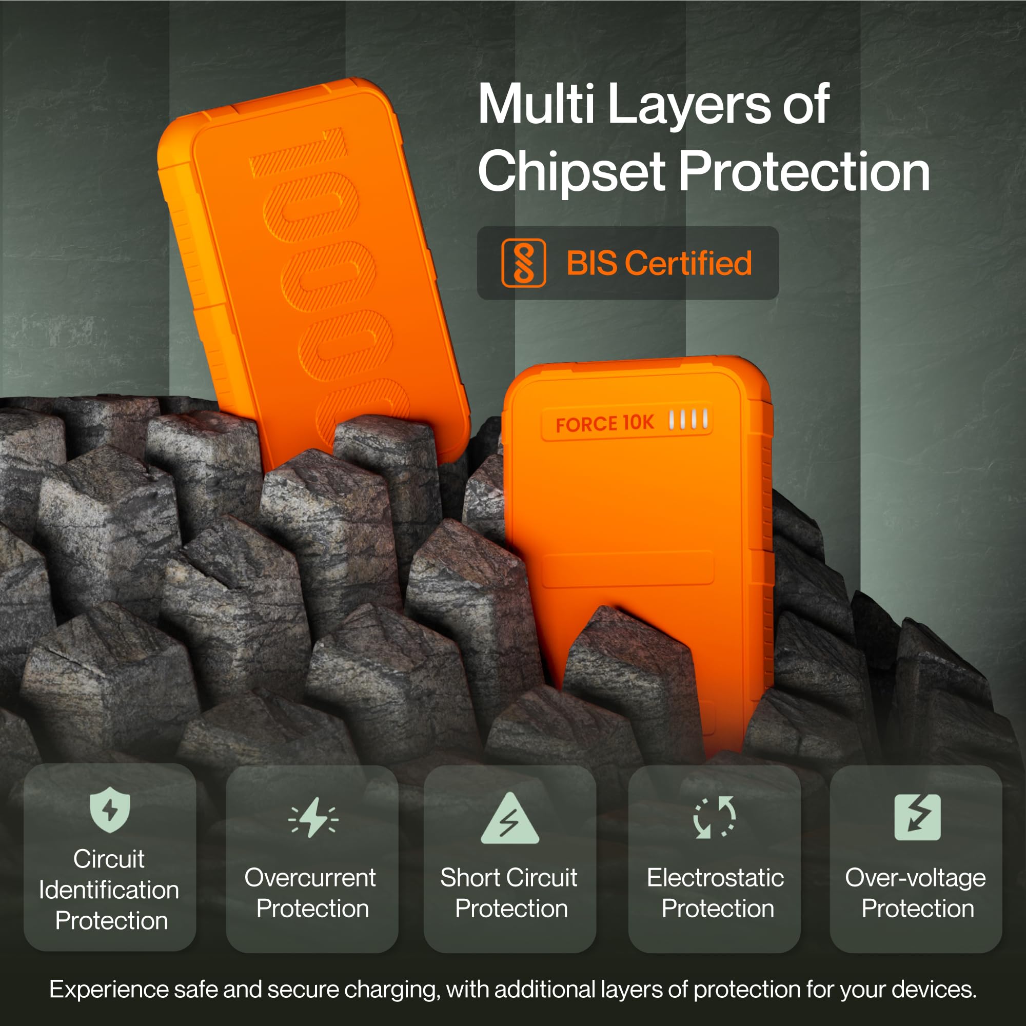 Ambrane 10000mAh Power Bank, Rugged & Slim, 22.5W Fast Charging, Compact & Travel-Friendly, USB & Type-C Output, PD & QC, Compatible with iPhone, Samsung, Oneplus & All Android (Force 10K, Orange)