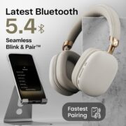 GOBOULT Fluid X Headphones Bluetooth Wireless with 60H Playtime, 40mm Drivers, Zen ENC Mic, Type-C Charging, Combat™ Gaming, BTv 5.4, Headphones Wireless with mic (Polar White)