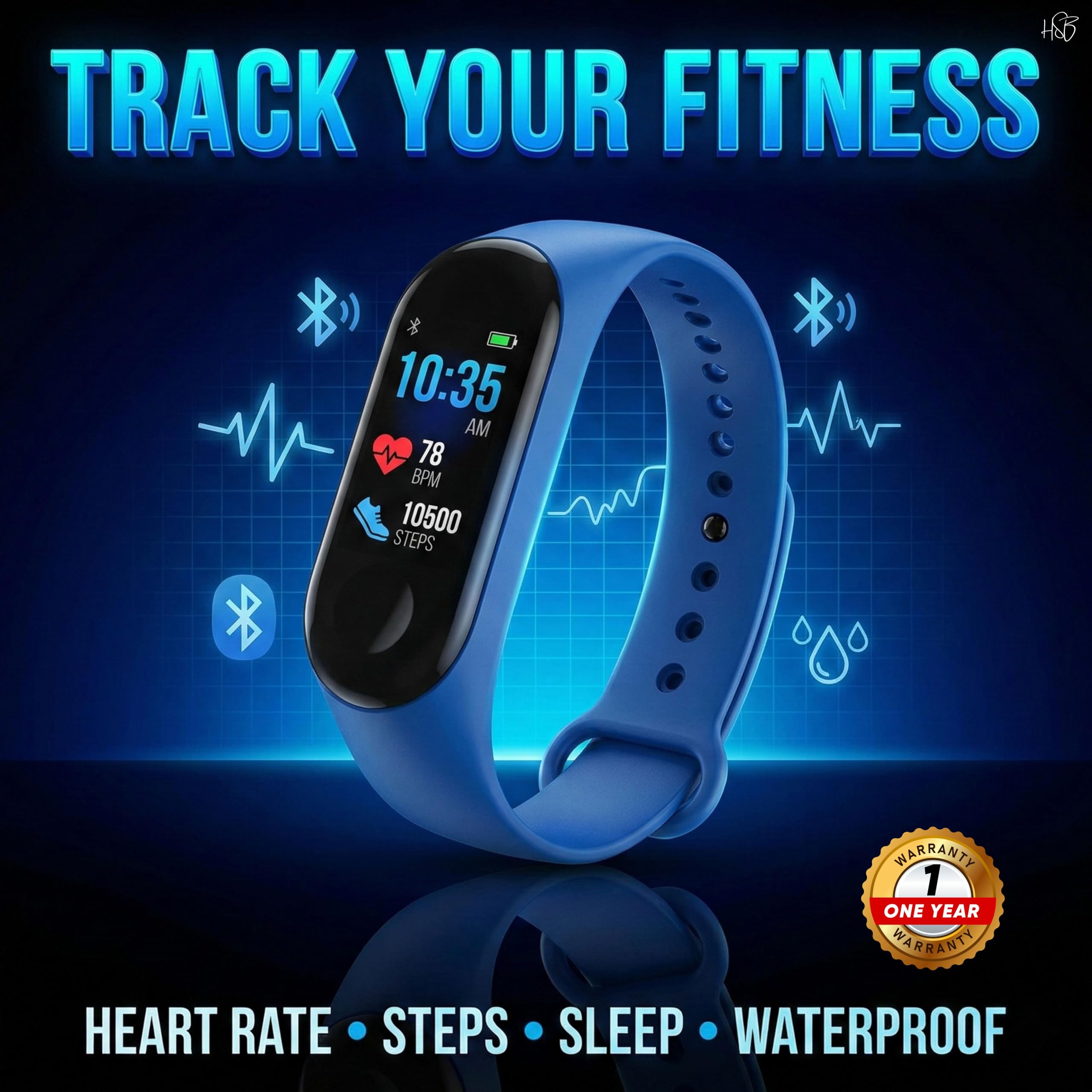 Drumstone M4 Smart Fitness Band with OLED Display, Bluetooth 4.0 Activity & Fitness Tracker with Heart Rate Tracking, Step Counter, Sleep Monitoring & Smart Notifications for Men and Women