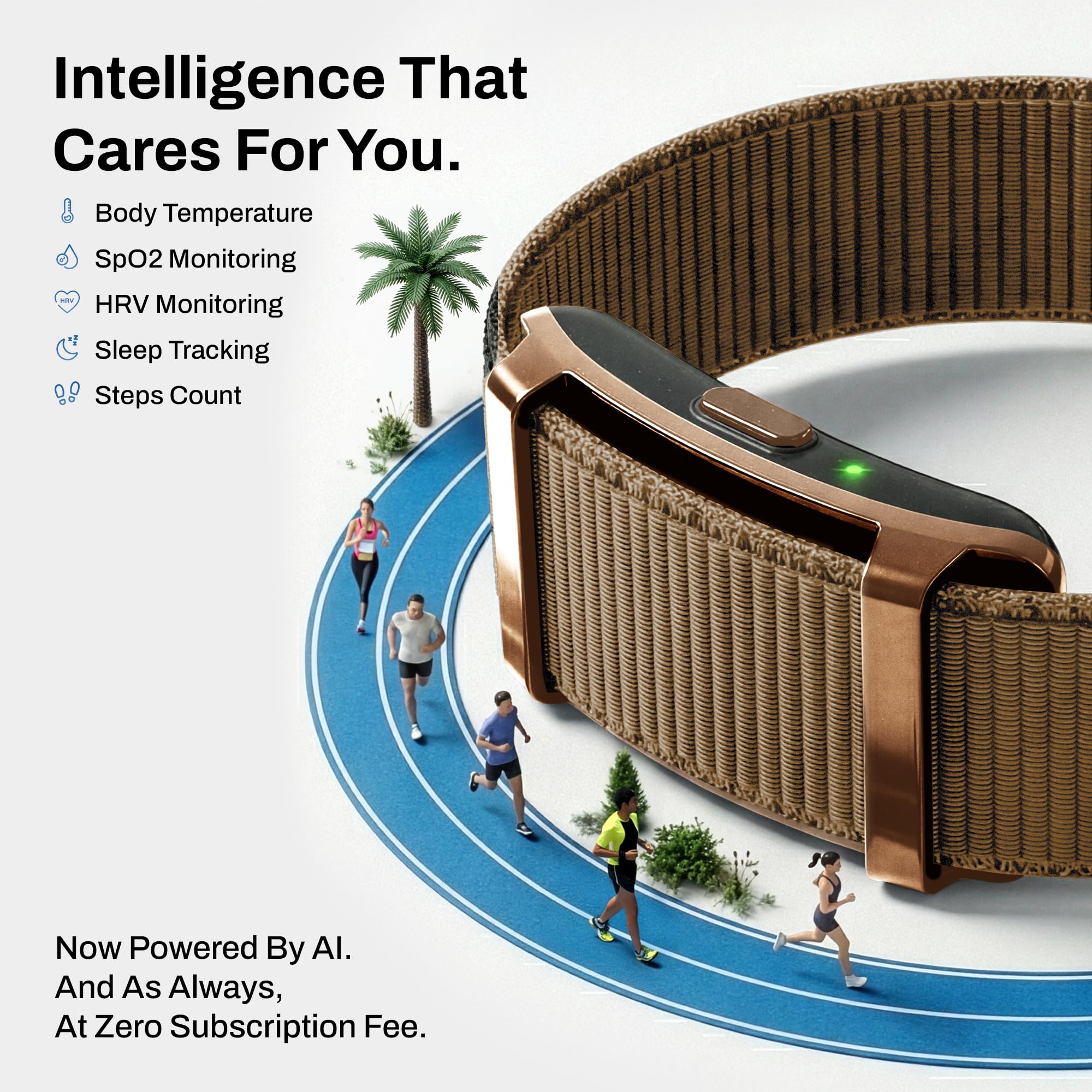 Pebble Qore 2 Smart Band Heart Rate | SpO2 | HRV | Body Temperature Monitoring | Sleep Tracker | 5ATM Water Resistant | Multiple Sports Modes | Premium Metal Body (Lunar Brown) - Image 6